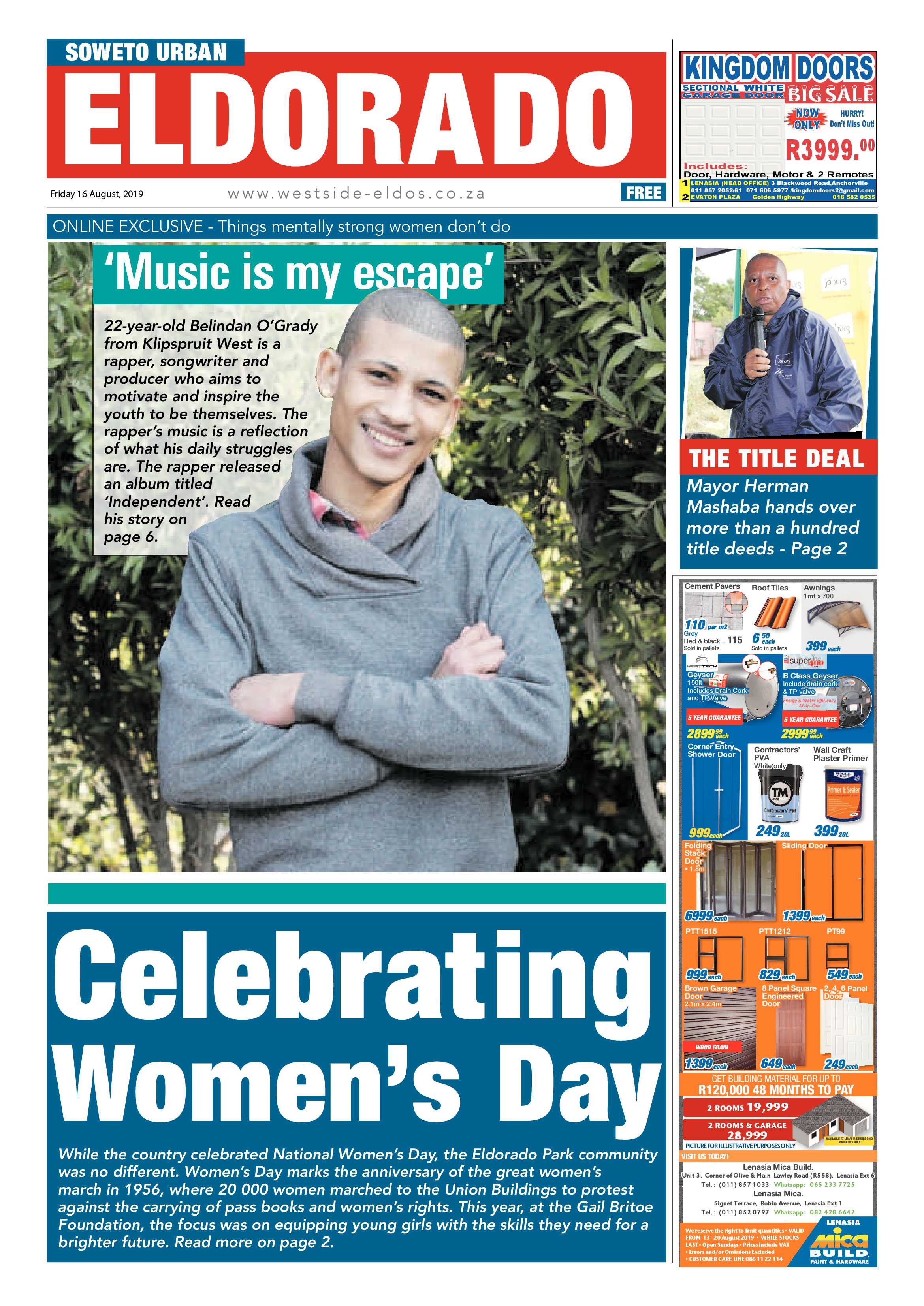 Eldorado News August 16 19 Soweto Urban Eldorado News August 16 19 Soweto Urban