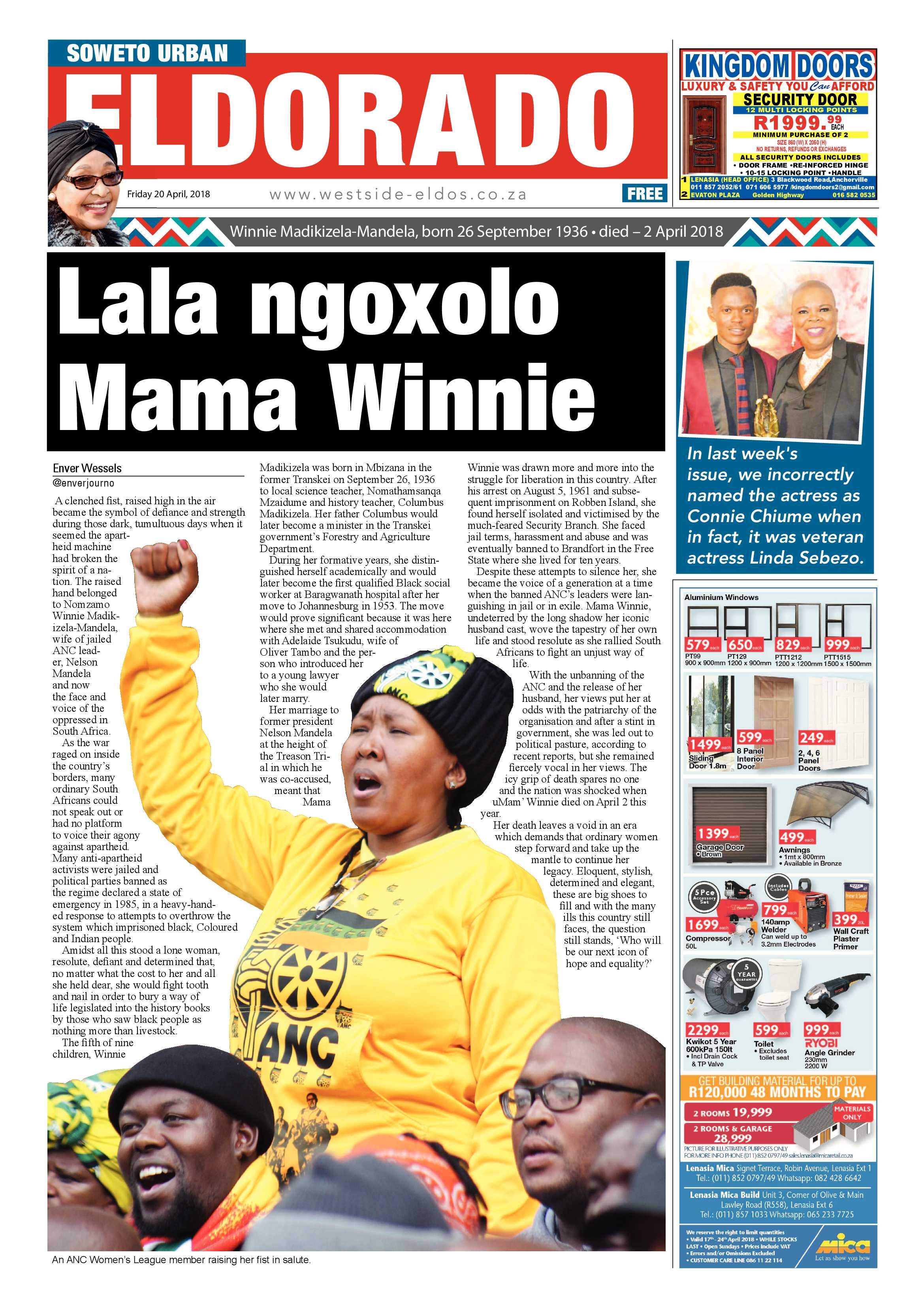 Eldorado Park – April 20, 2018 issue page 1