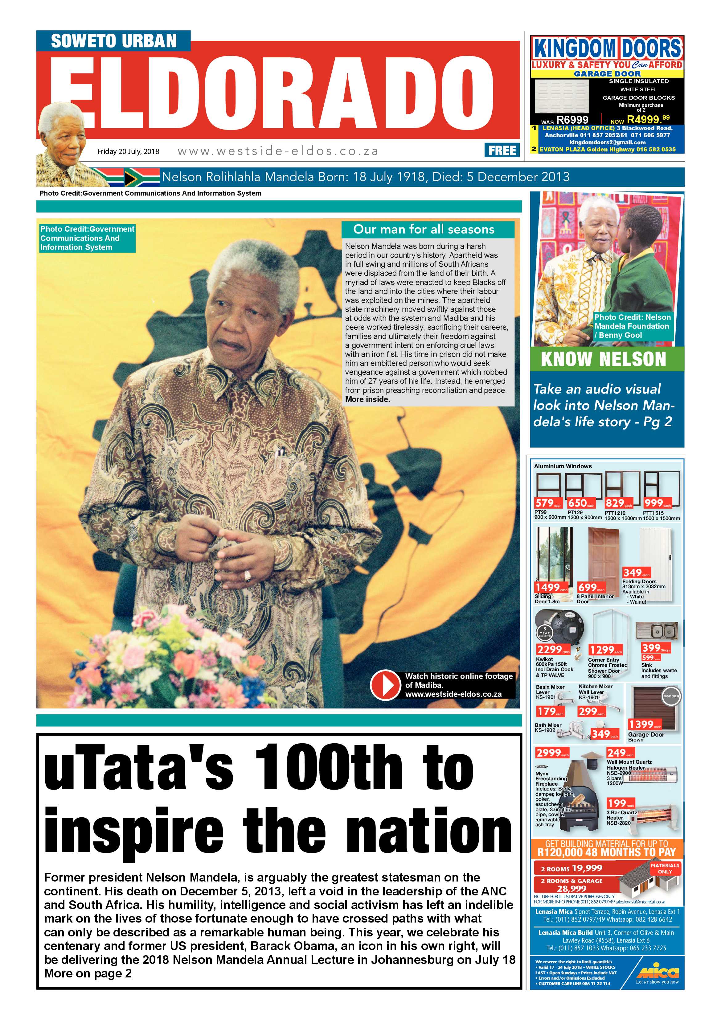 Eldorado Park – July 20, 2018 issue page 1