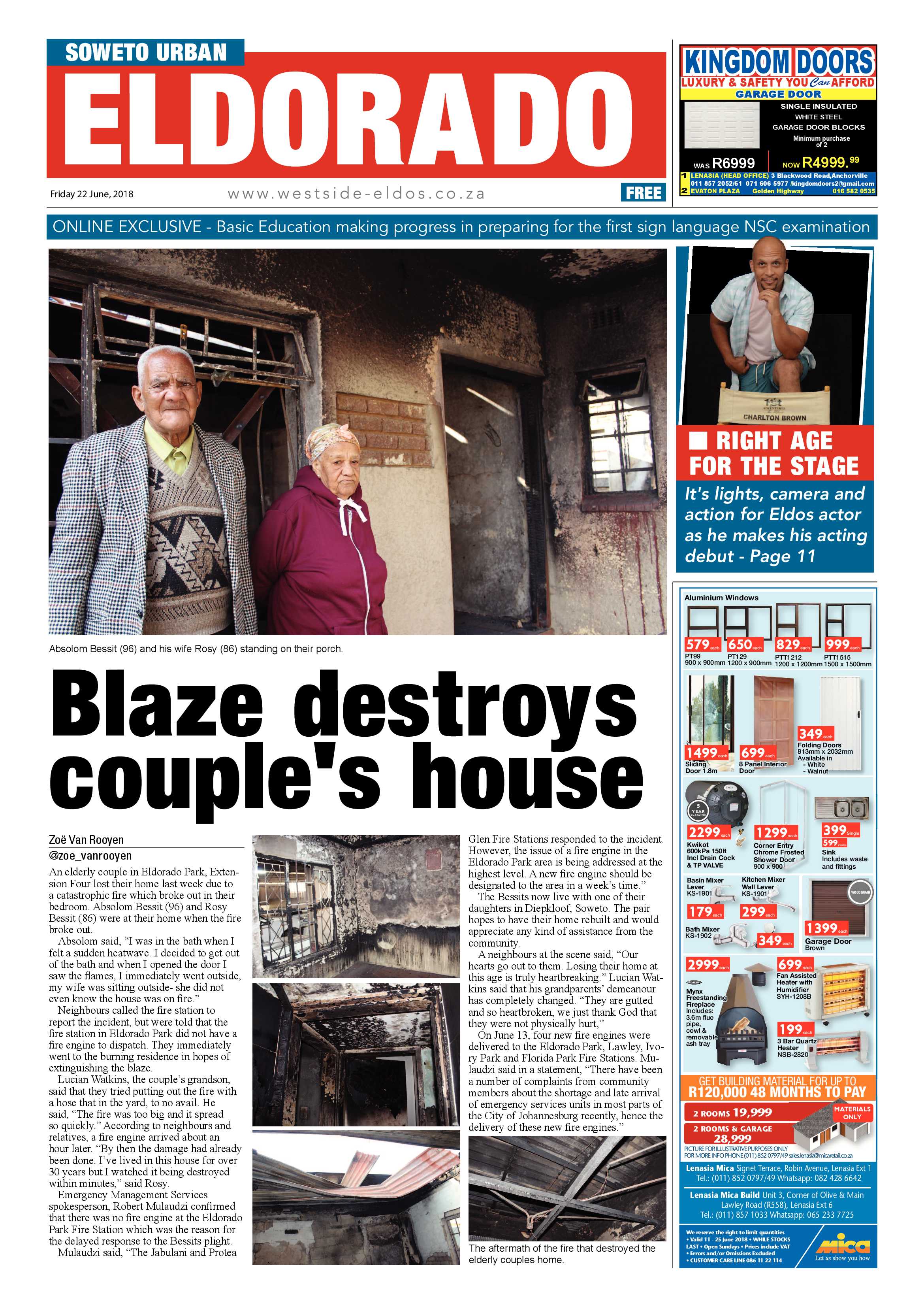 Eldorado Park – June 22, 2018 issue page 1
