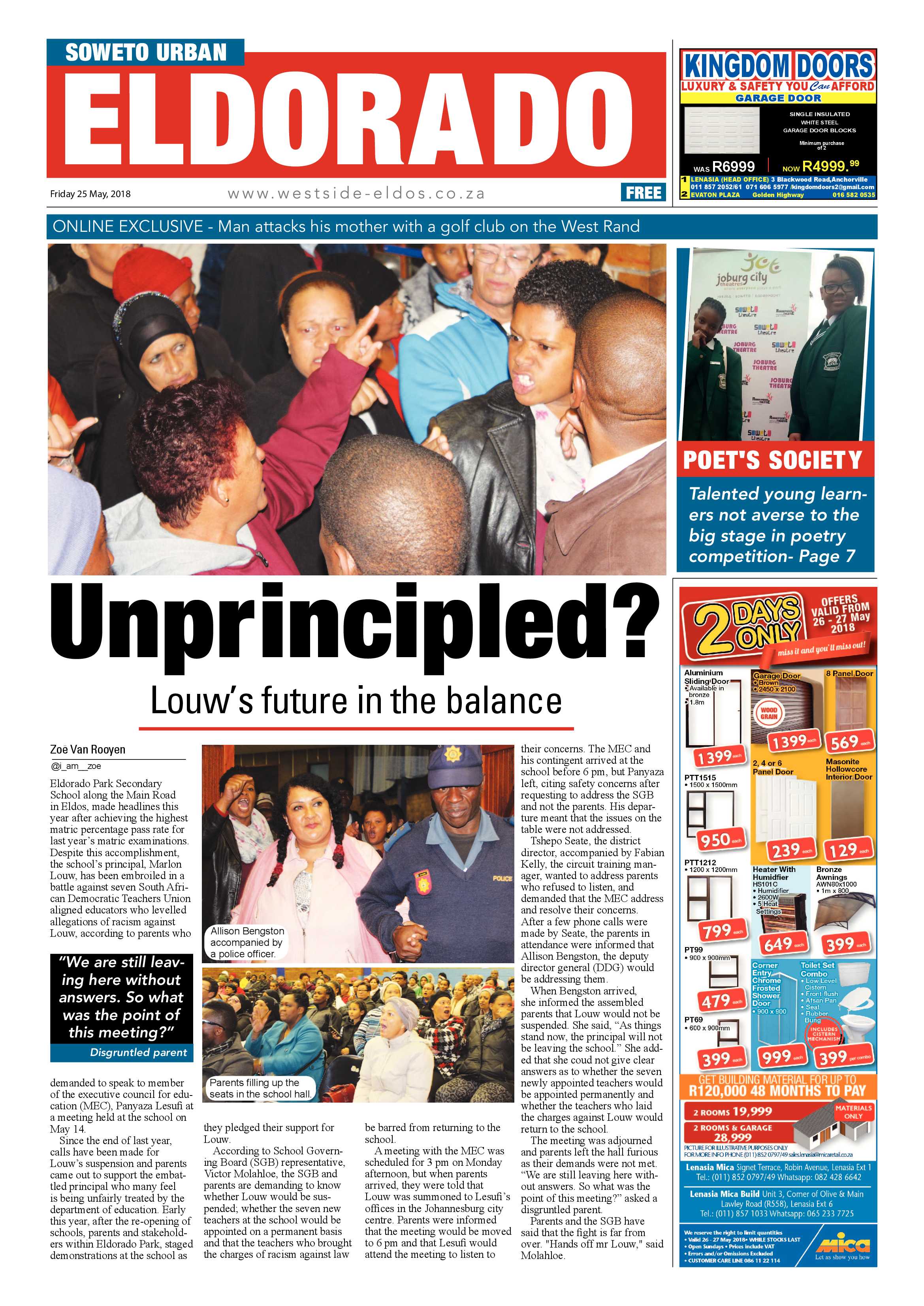 Eldorado Park – May 25, 2018 issue page 1