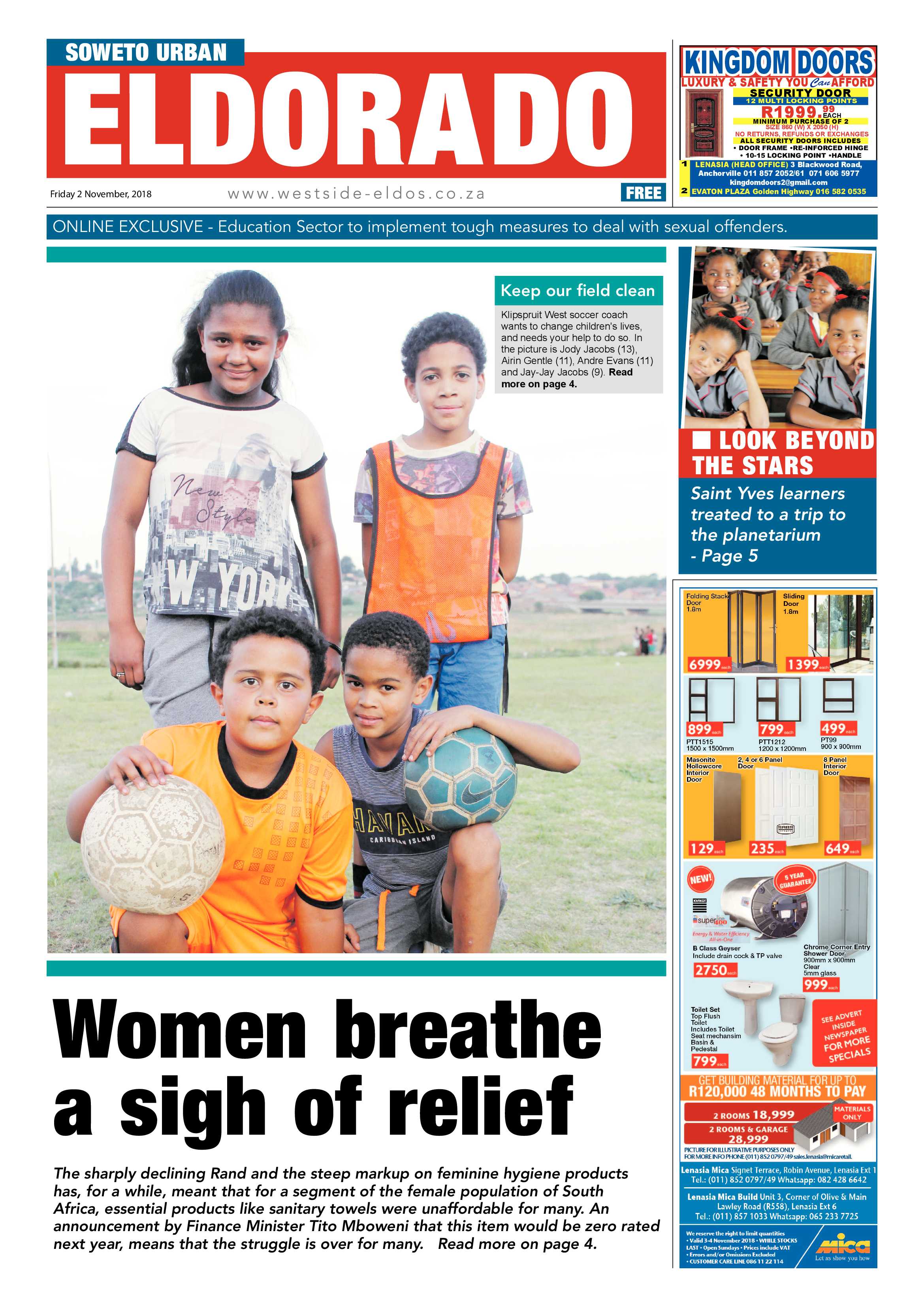 Eldorado Park – November 2, 2018 issue page 1