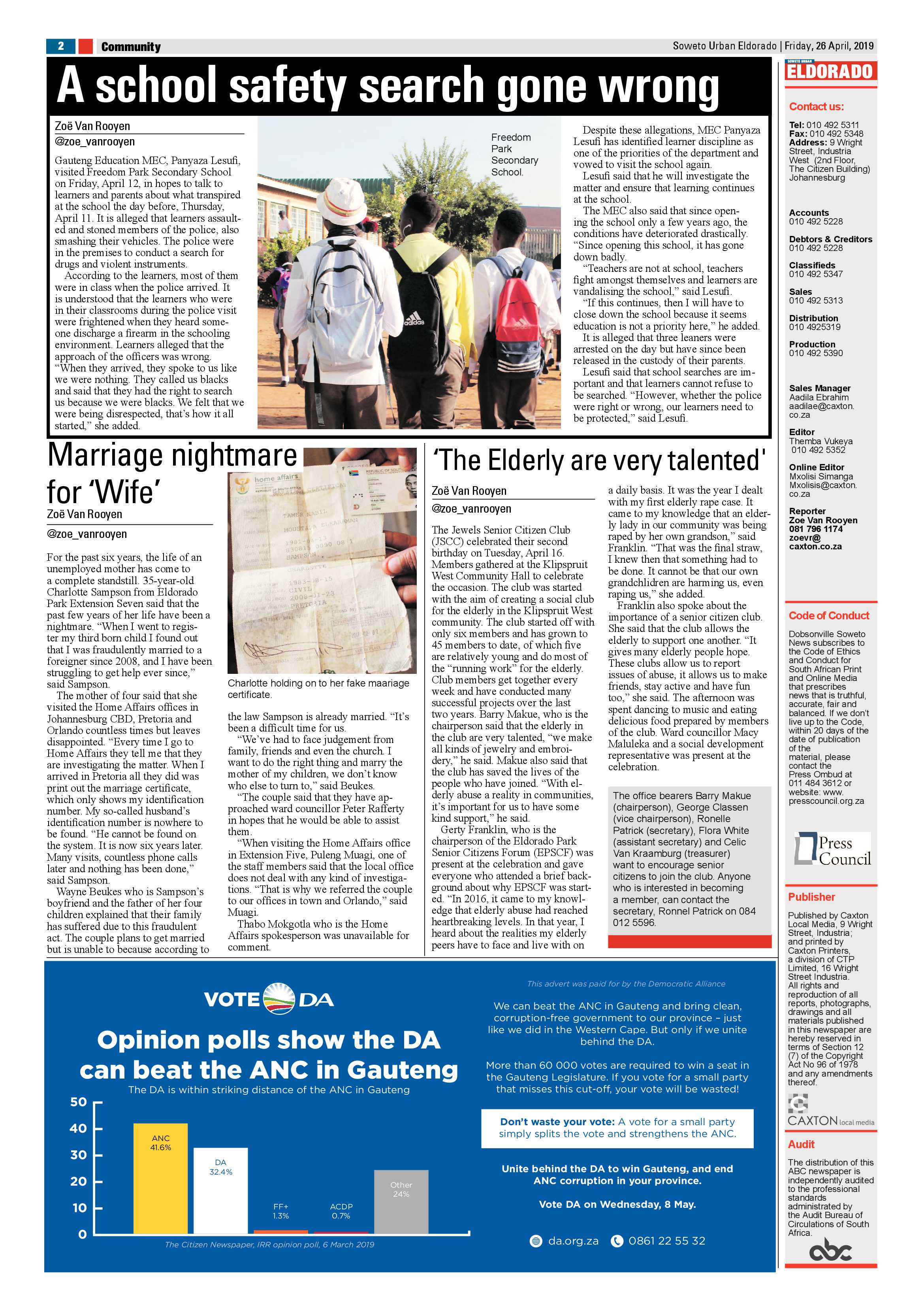 Eldorado Park News – April 26, 2019 page 2