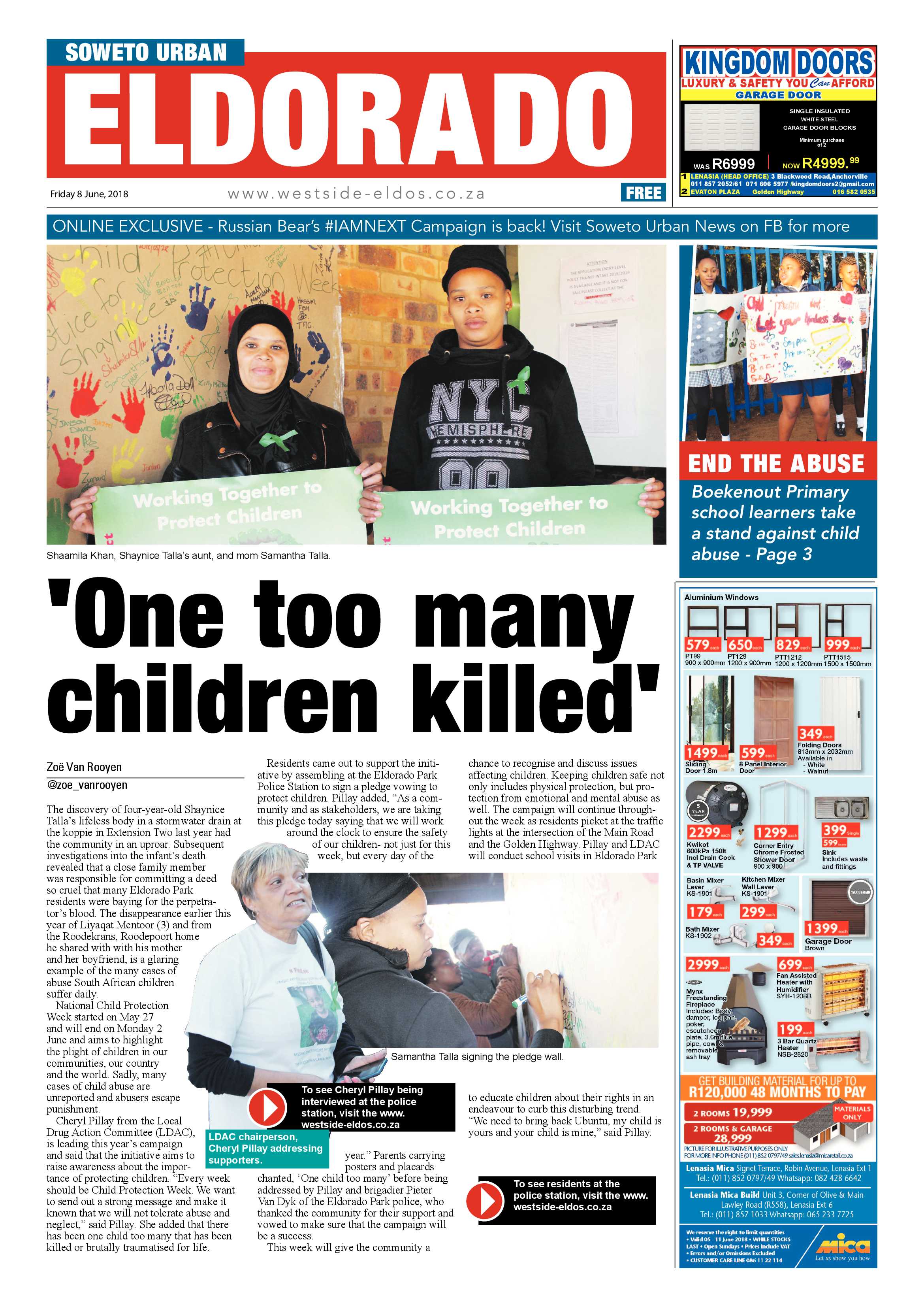 Eldorado Park – June 8, 2018 issue page 1