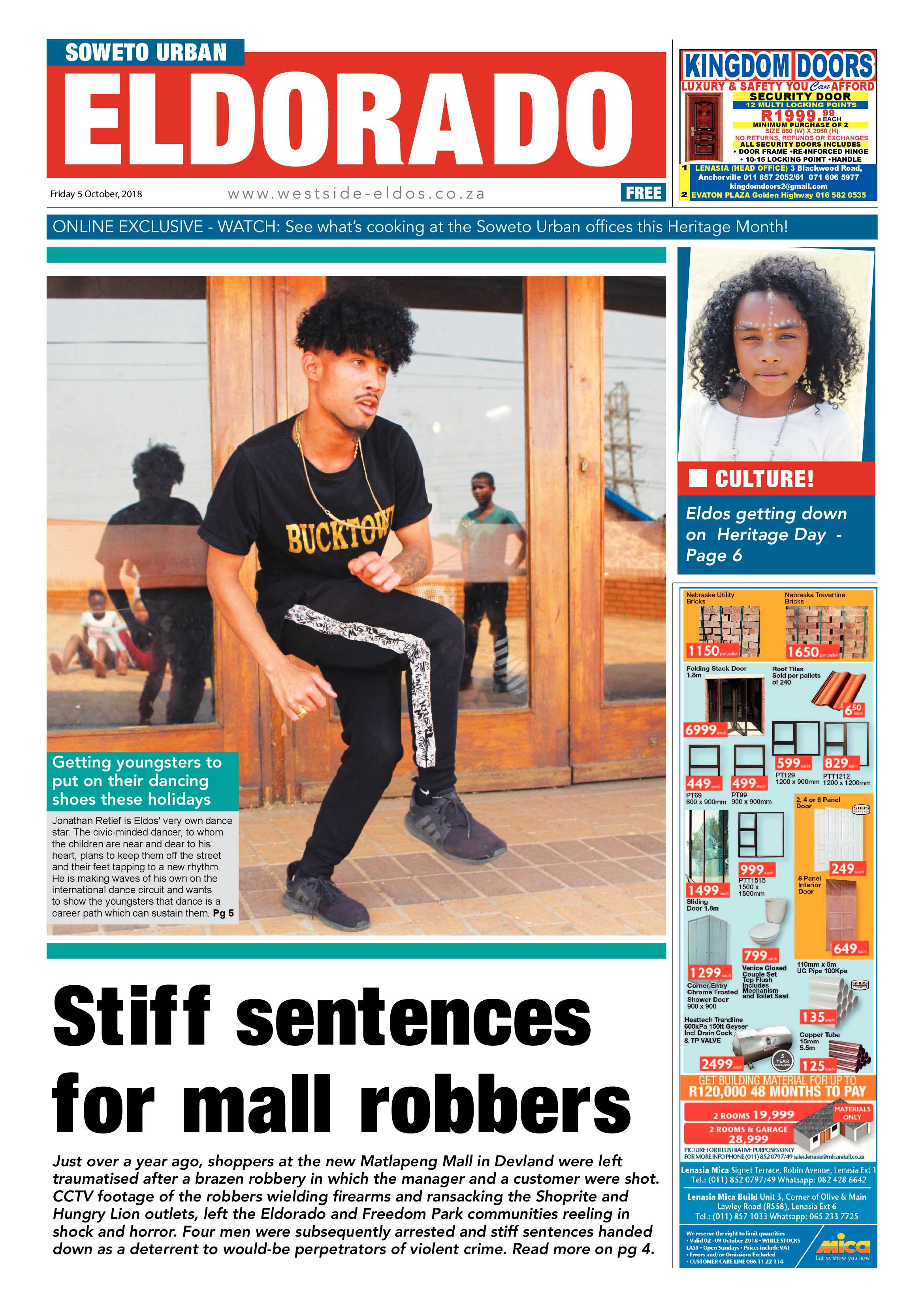Eldorado Park – October 5, 2018 issue page 1
