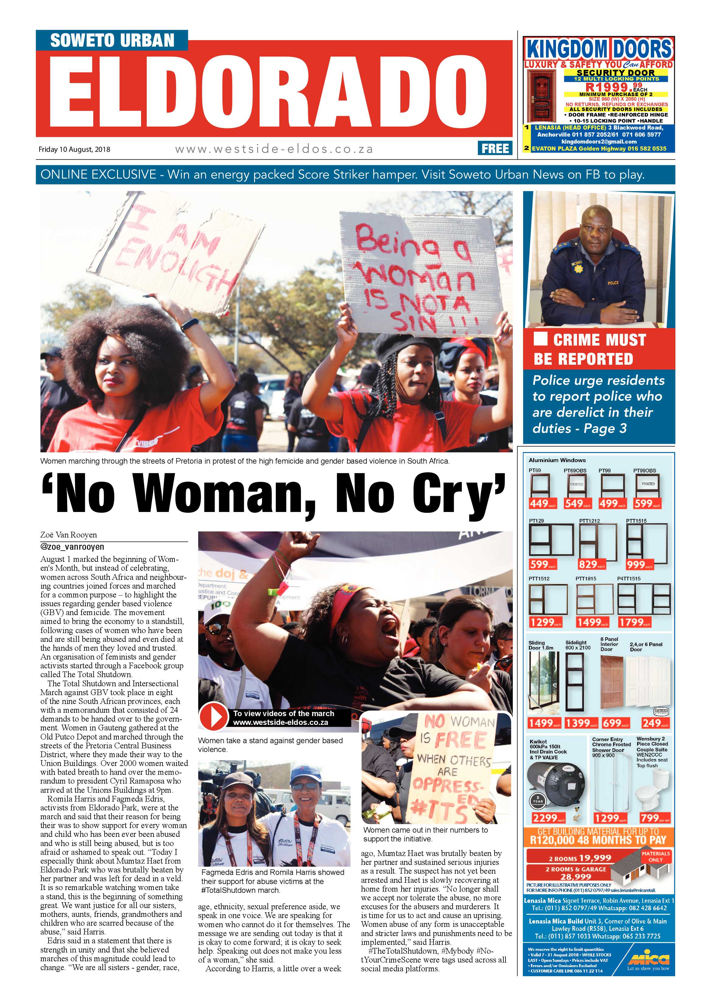 Eldorado Park – August 10, 2018 issue page 1