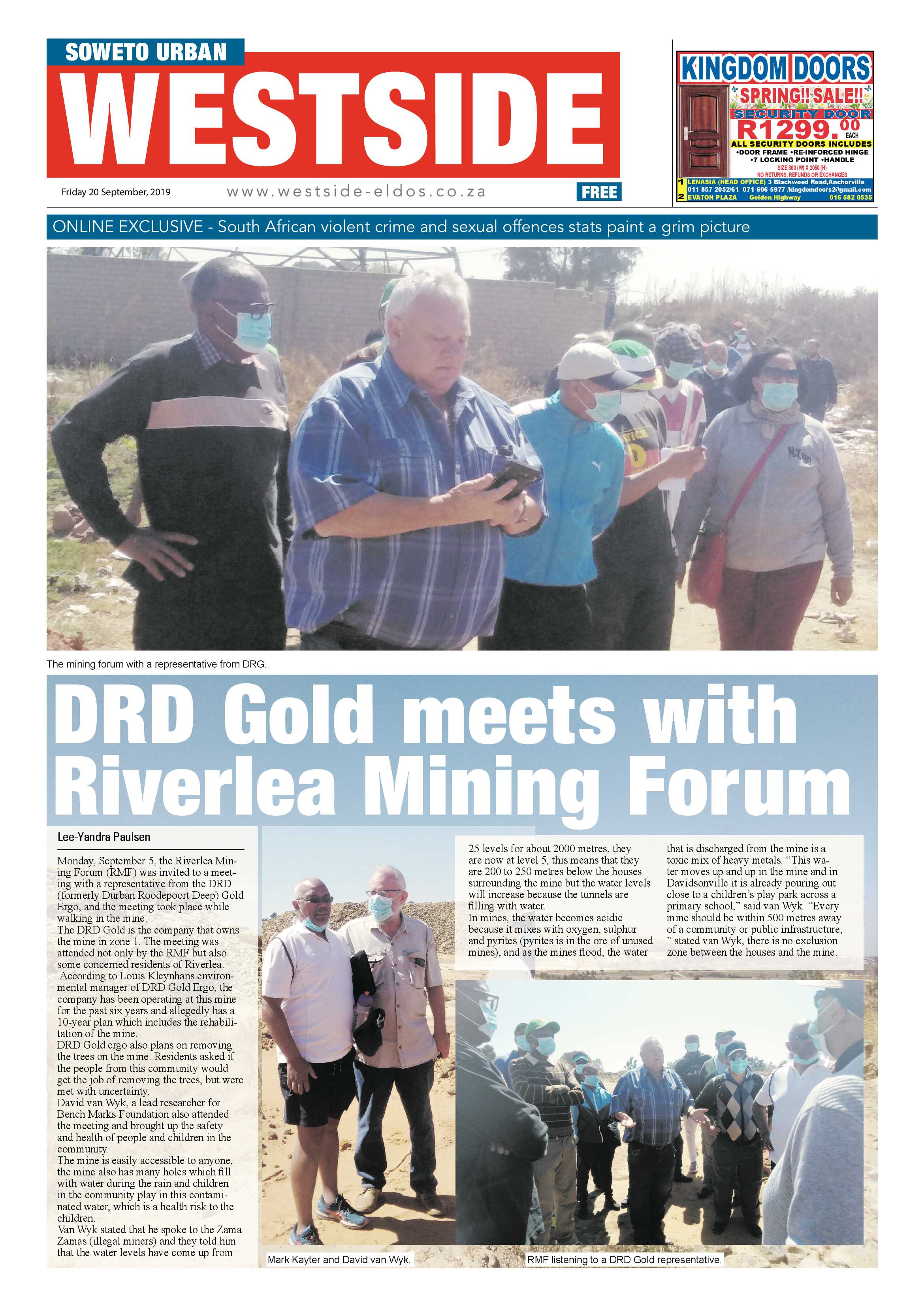 Westside News – September 20, 2019 page 1
