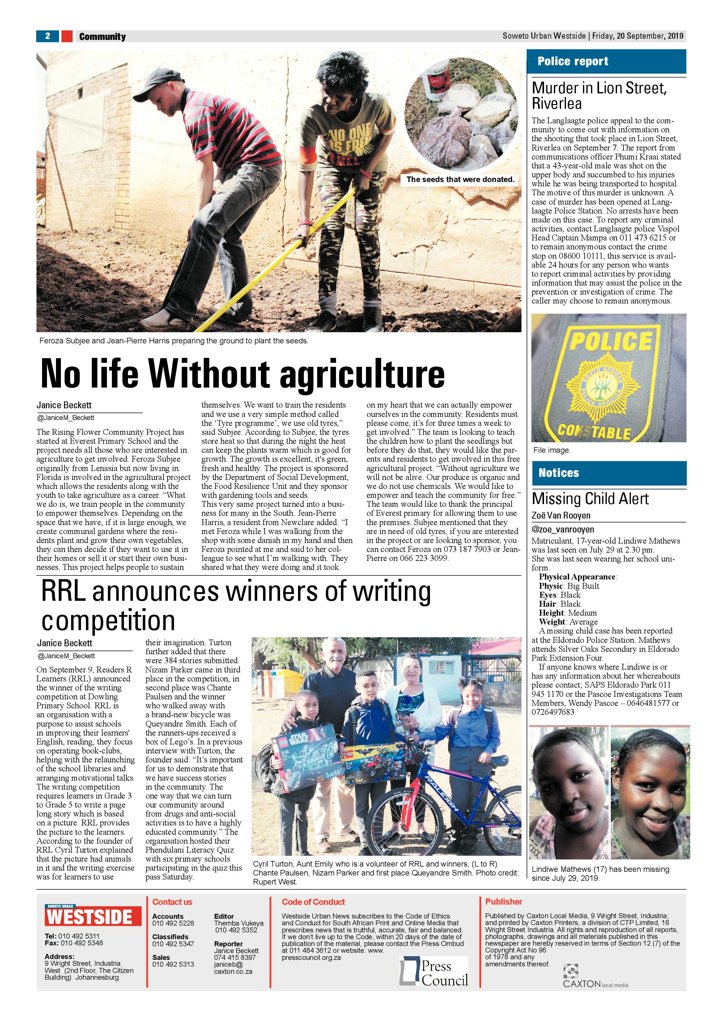 Westside News – September 20, 2019 page 2