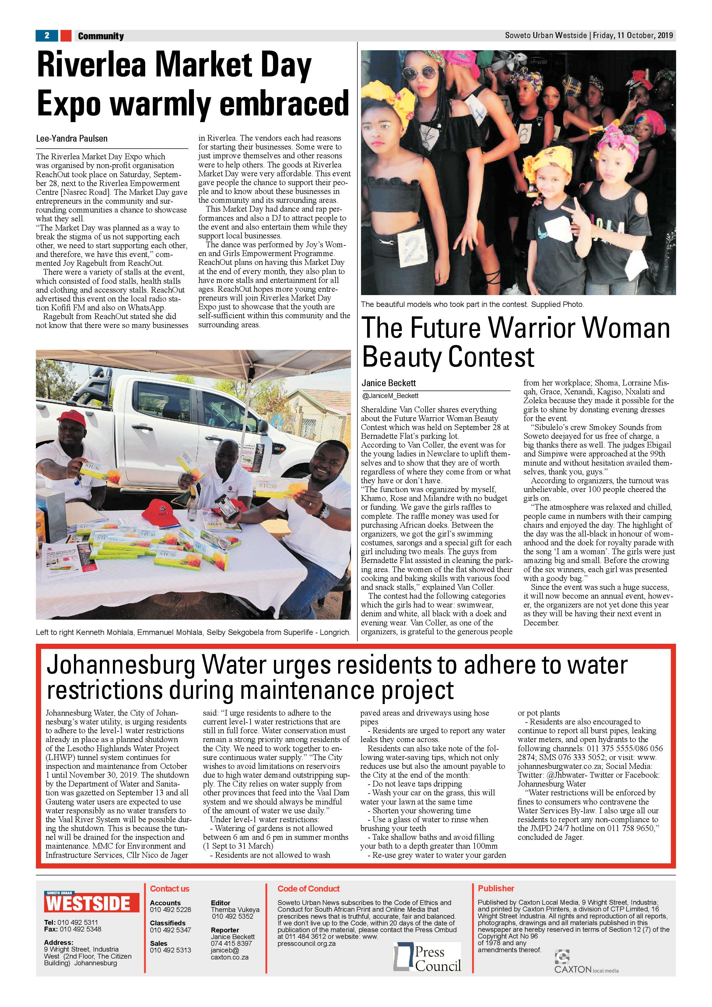 Westside News – October 11, 2019 page 2