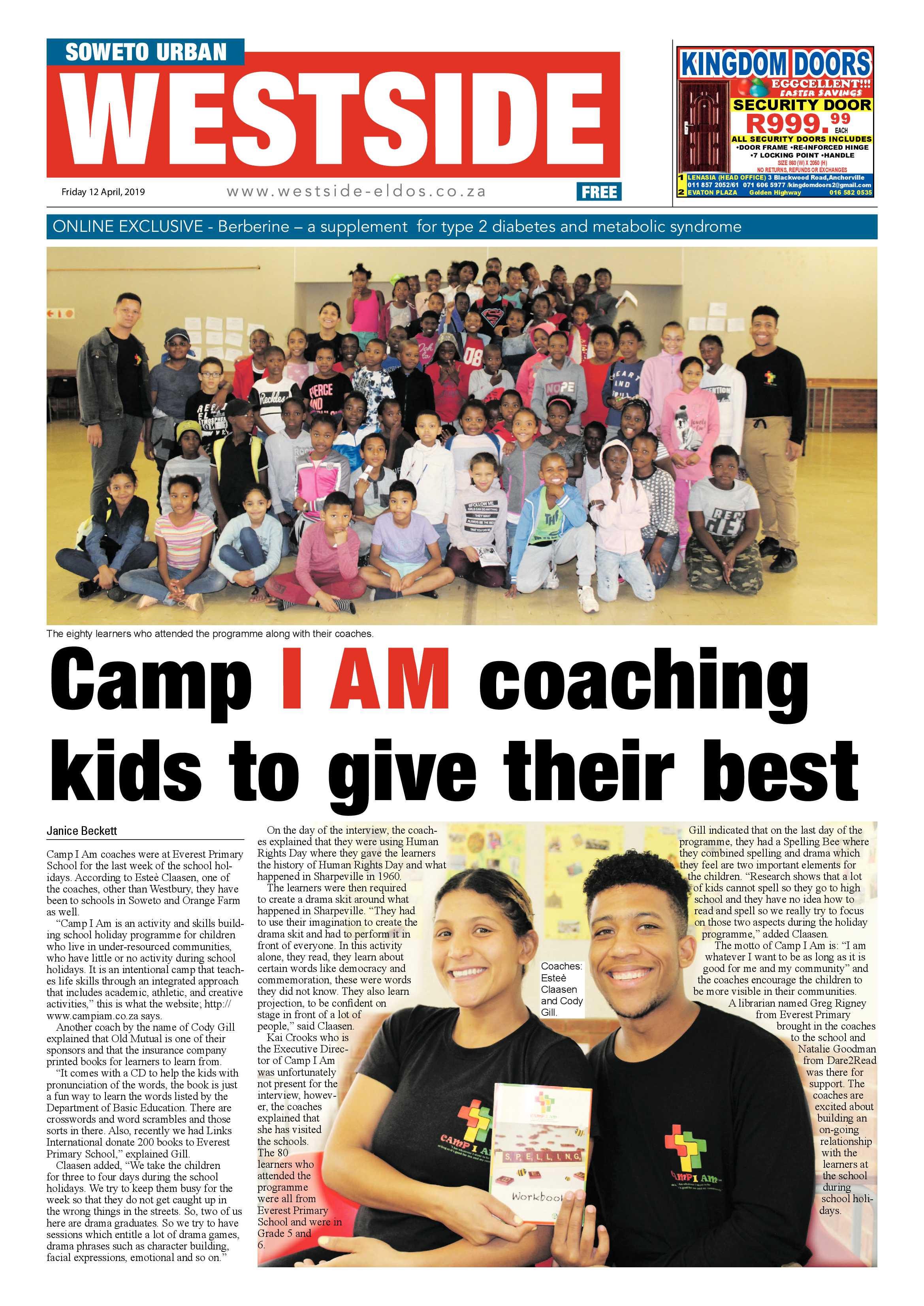 Westside News – April 12 , 2019 page 1