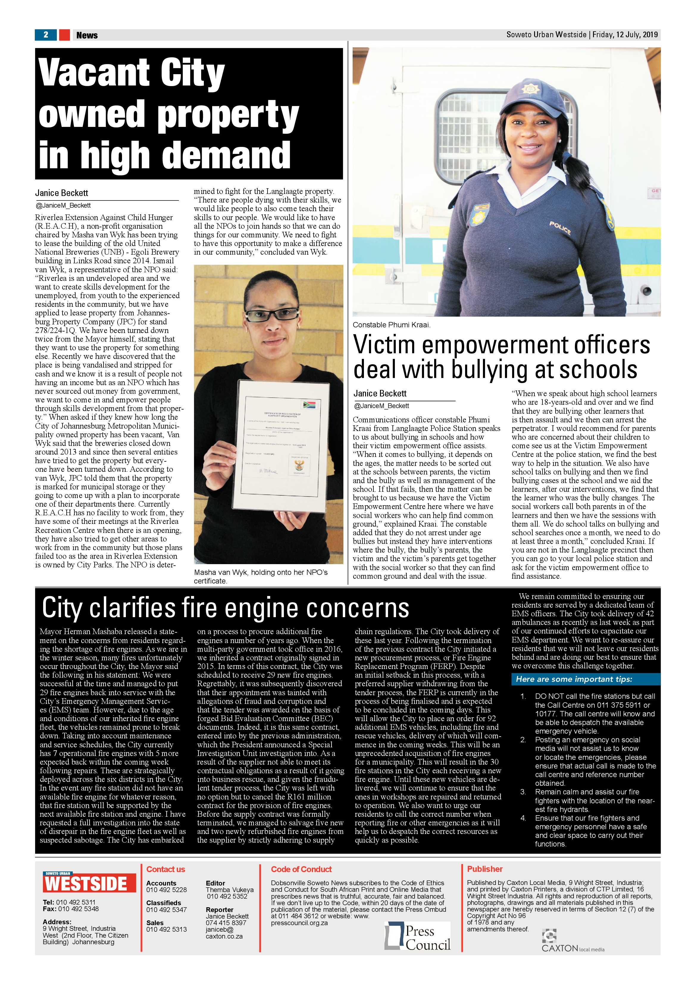 Westside News – July 12, 2019 page 2