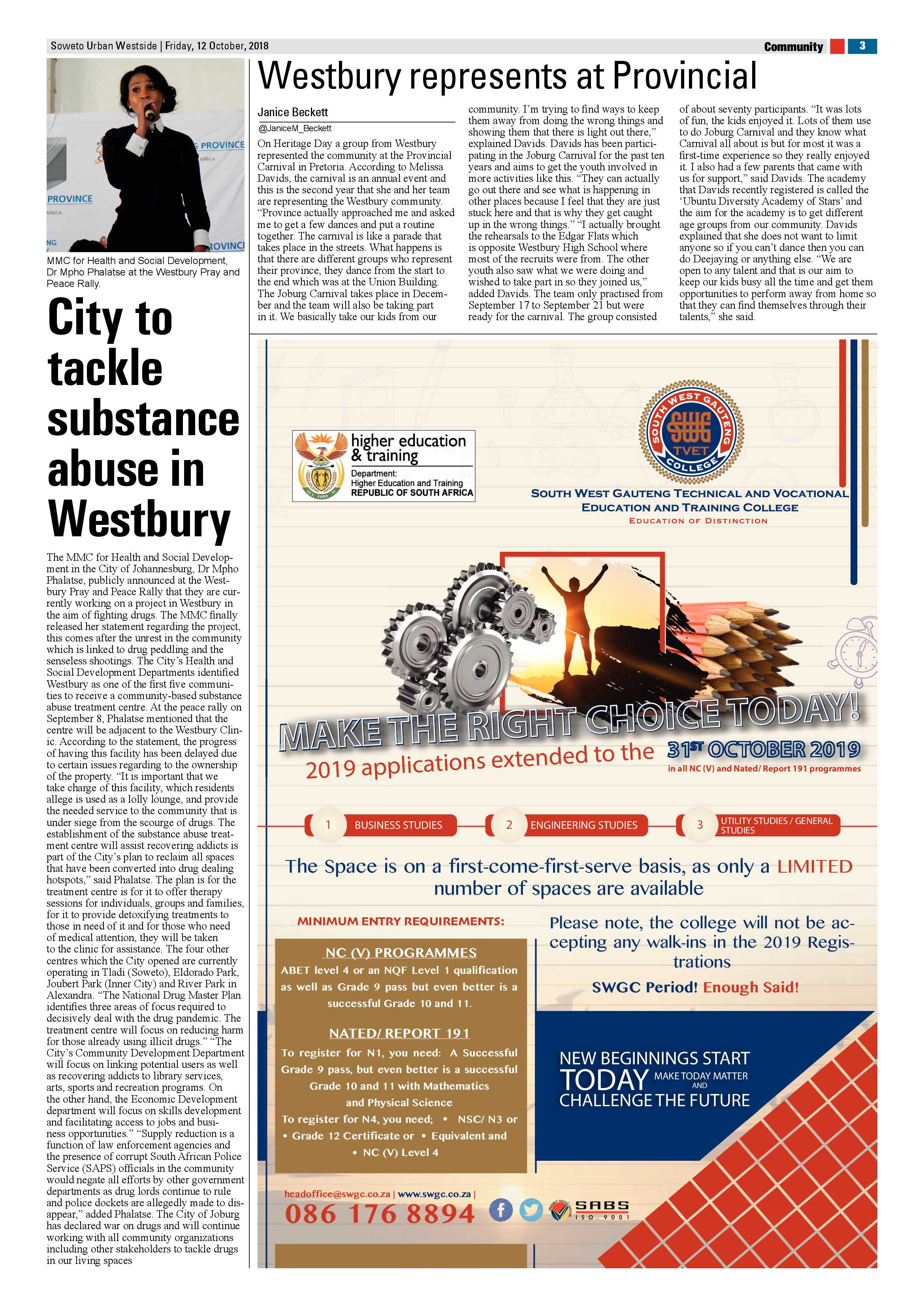 Westside – October 12, 2018 issue page 3
