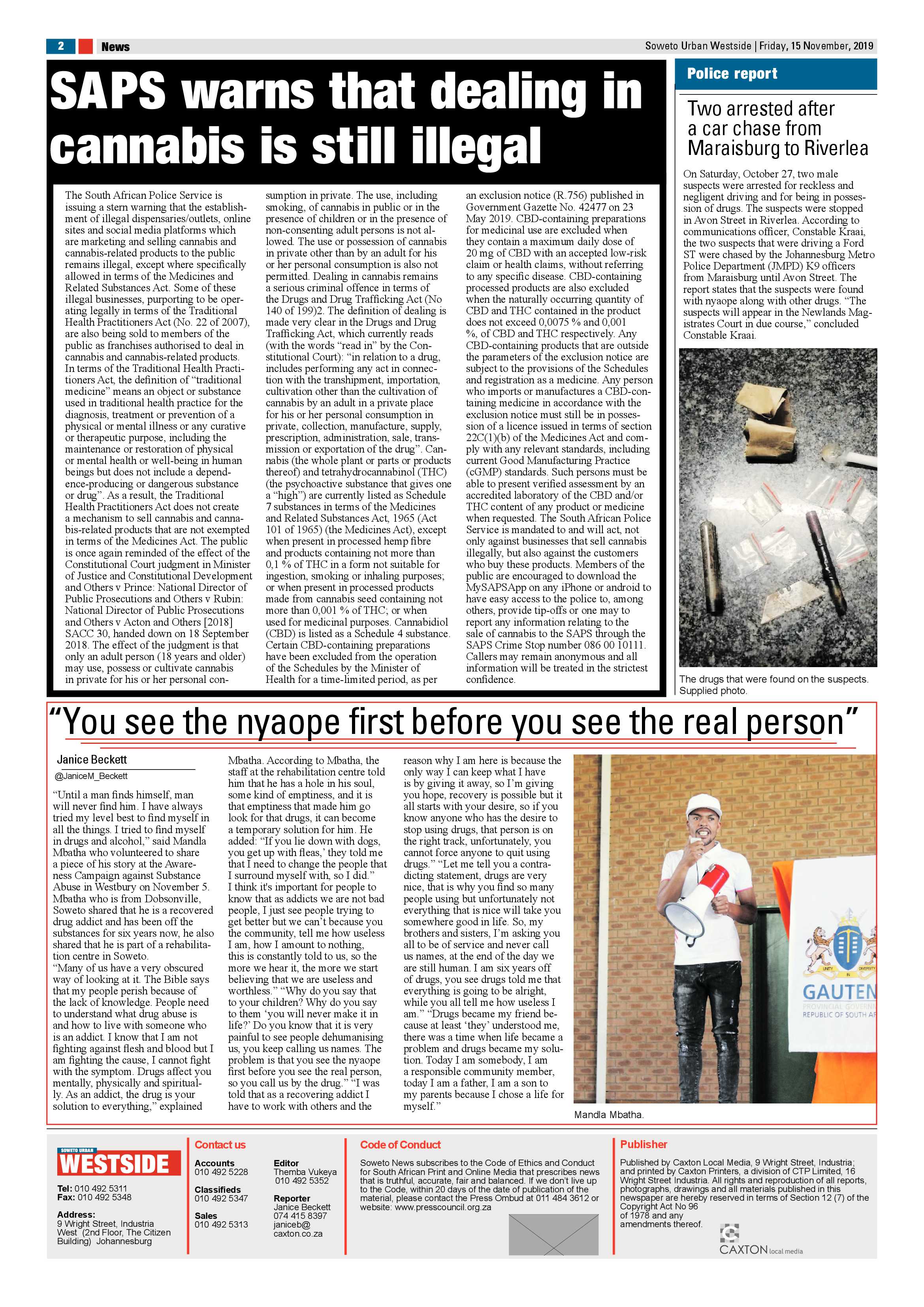 Westside News – November 15, 2019 page 2
