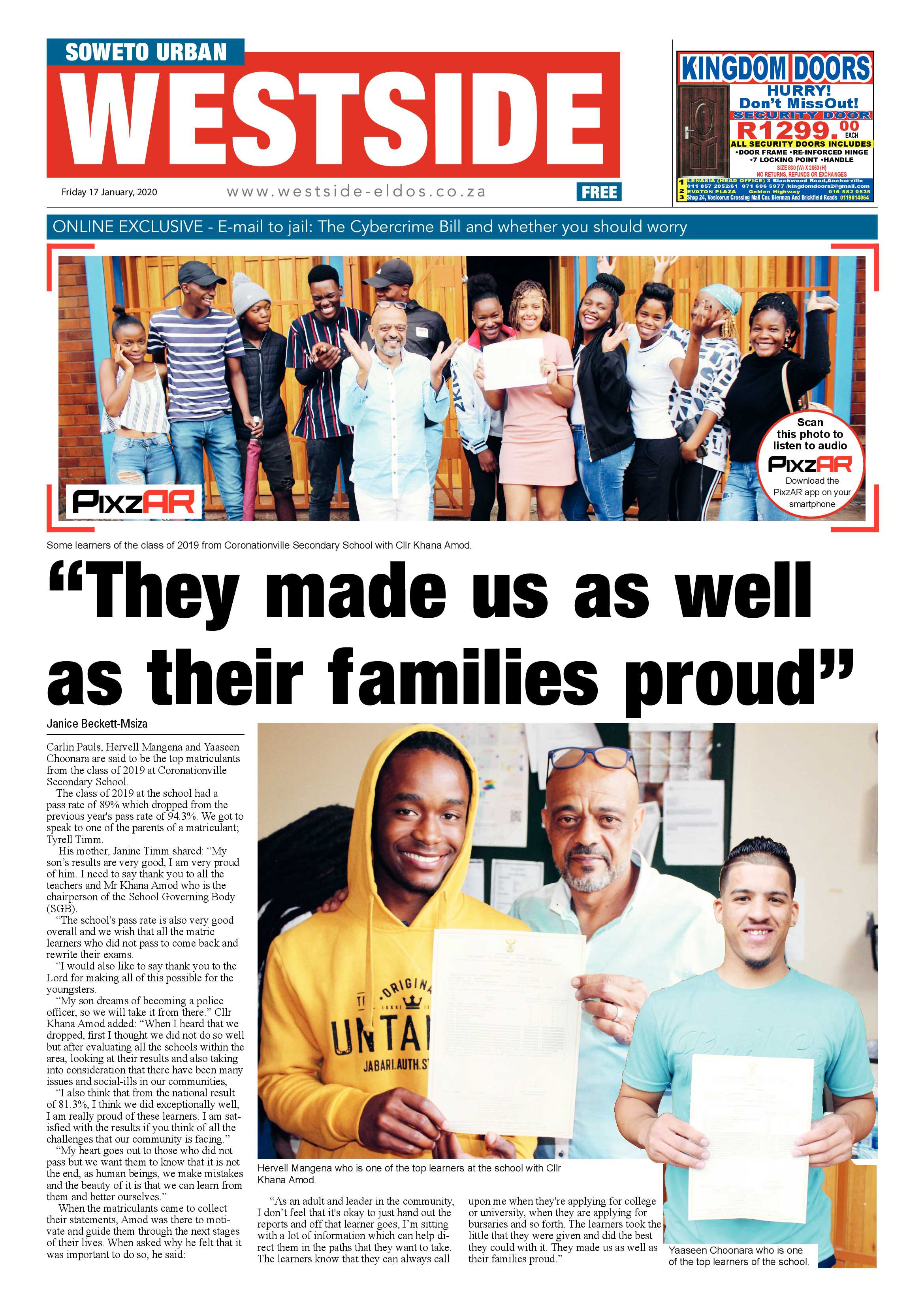 Westside News – January 17, 2020 page 1