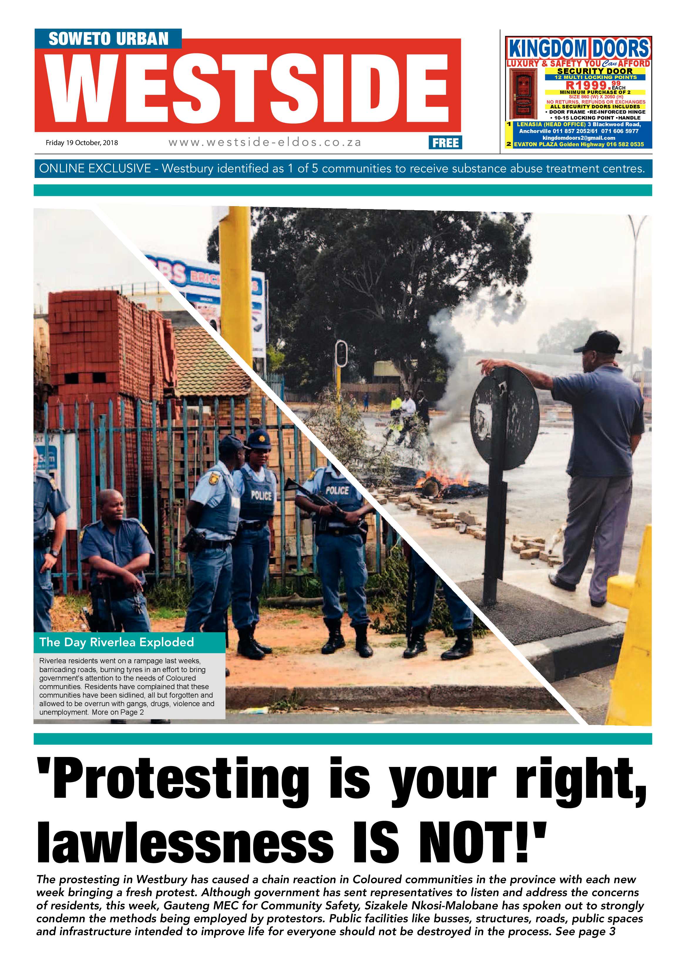Westside – October 19, 2018 issue page 1