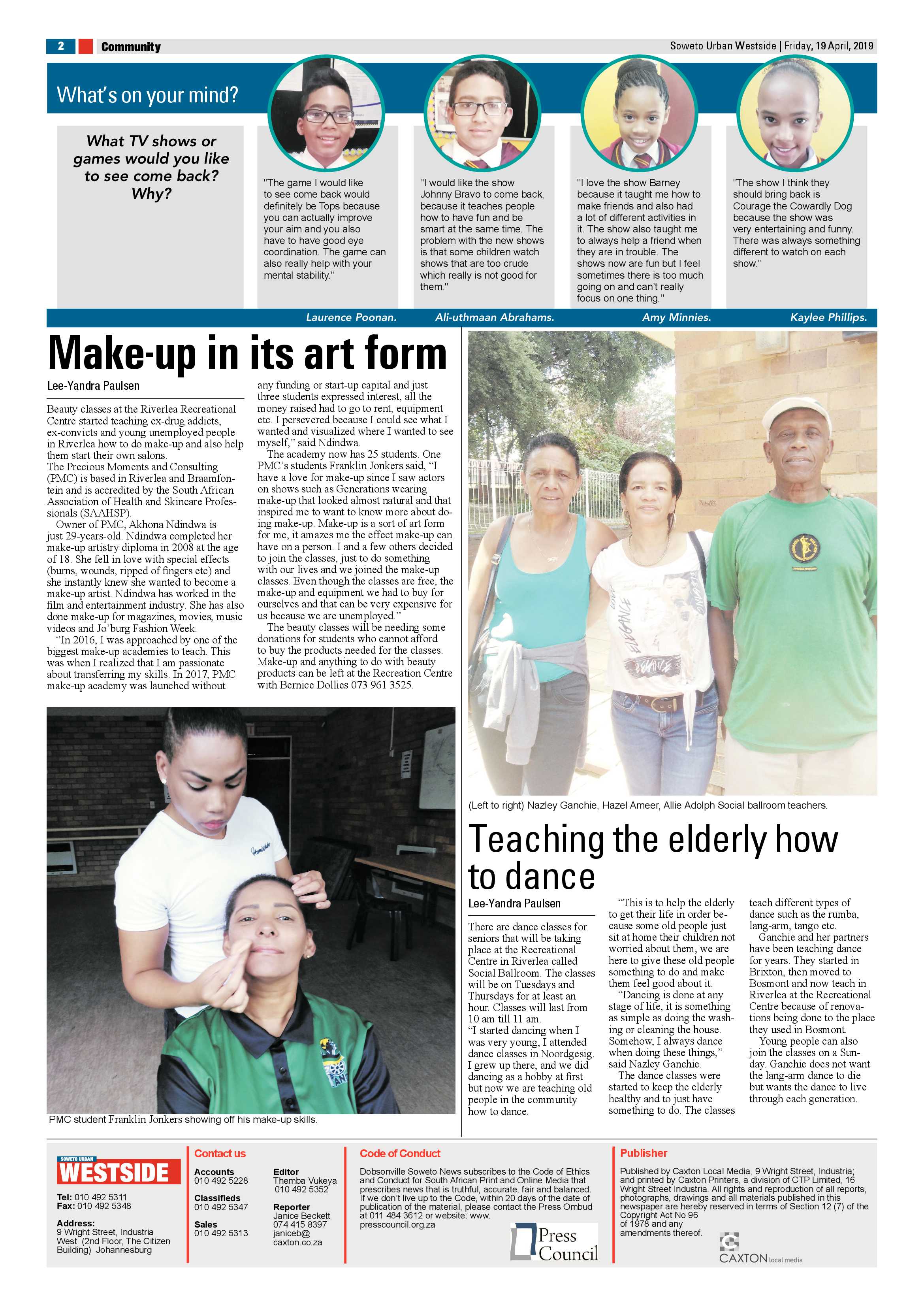 Westside news – April 19 , 2019 page 2