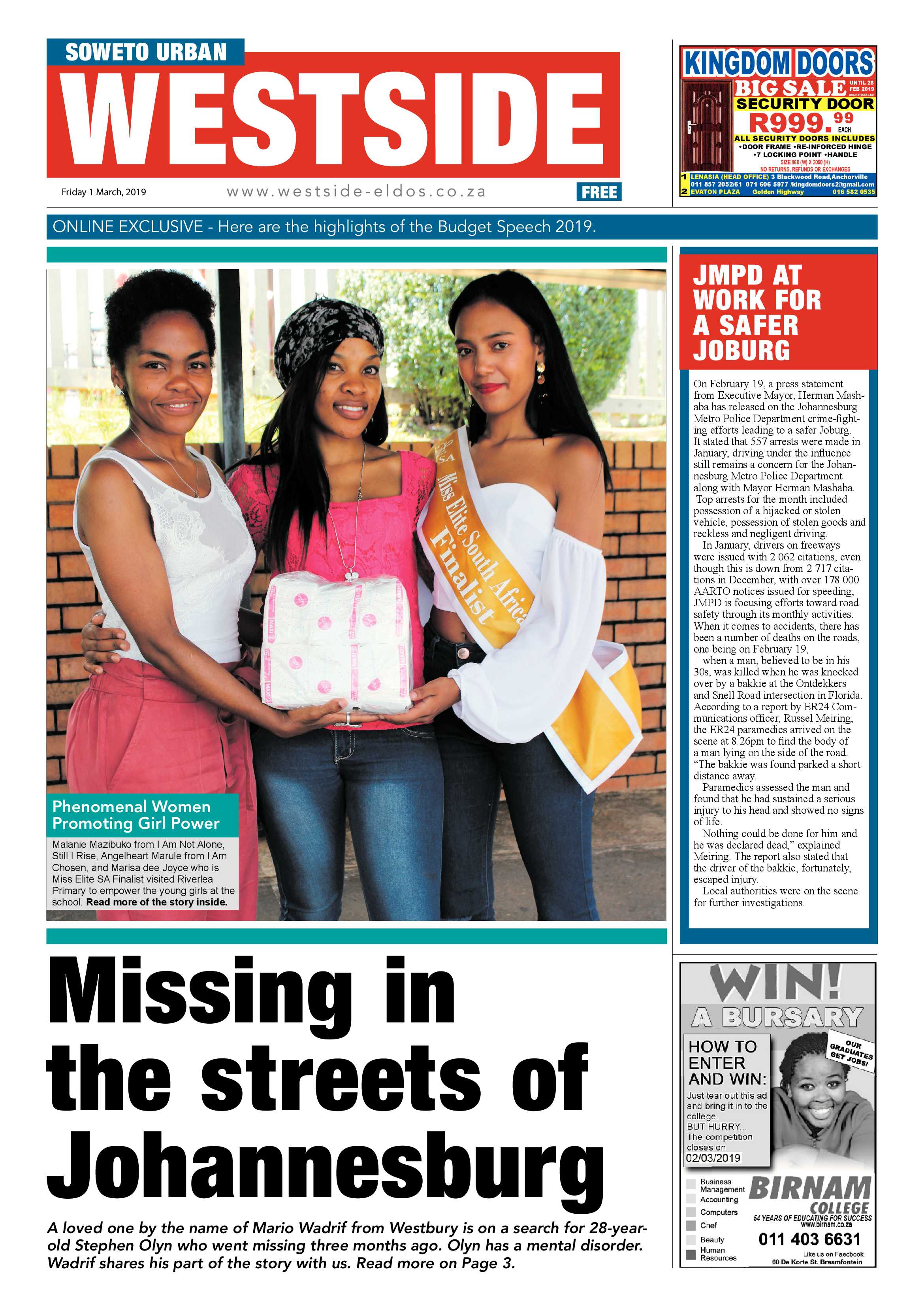 Westside news– March 1, 2019 page 1