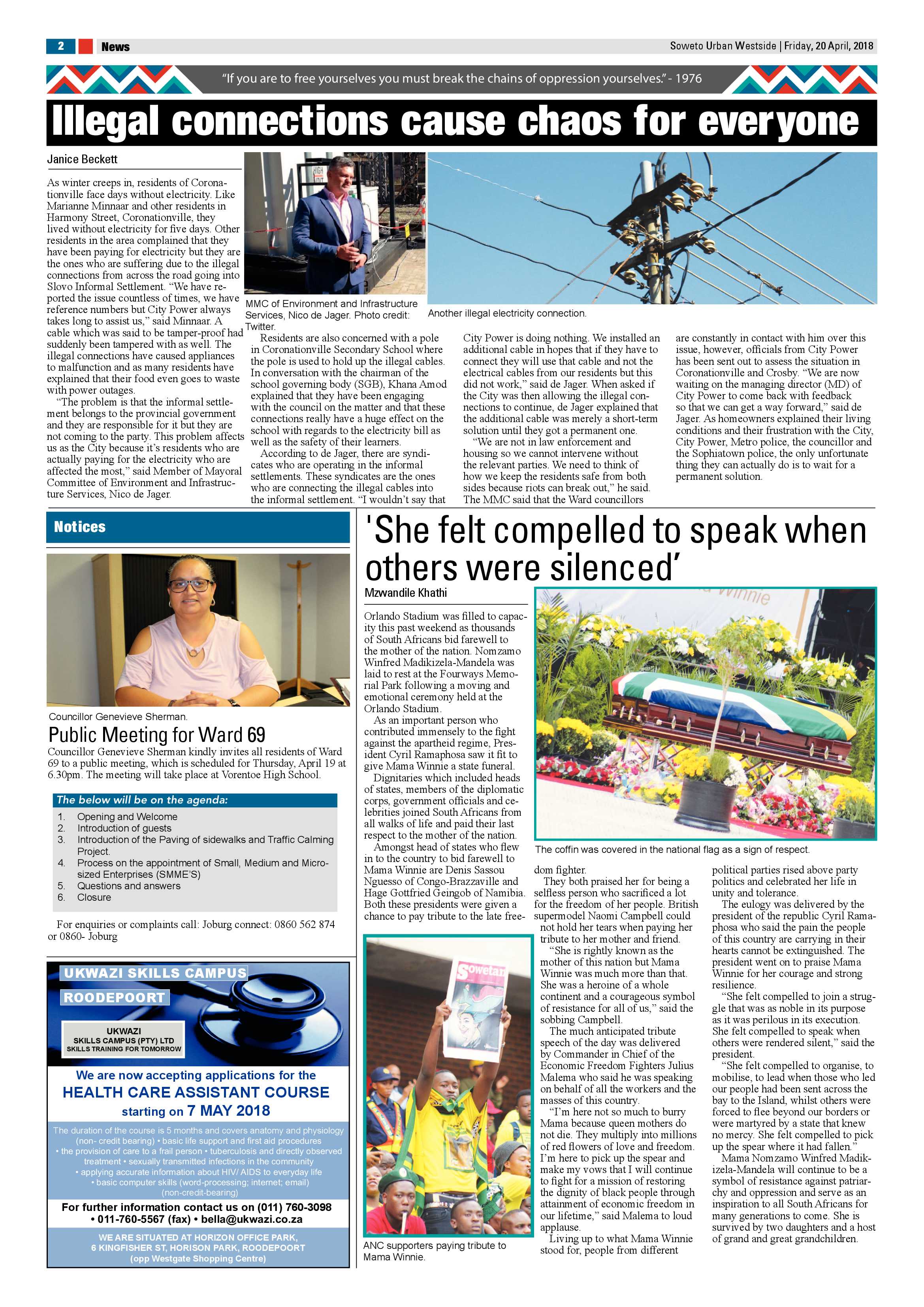 Westside – April 20, 2018 issue page 2