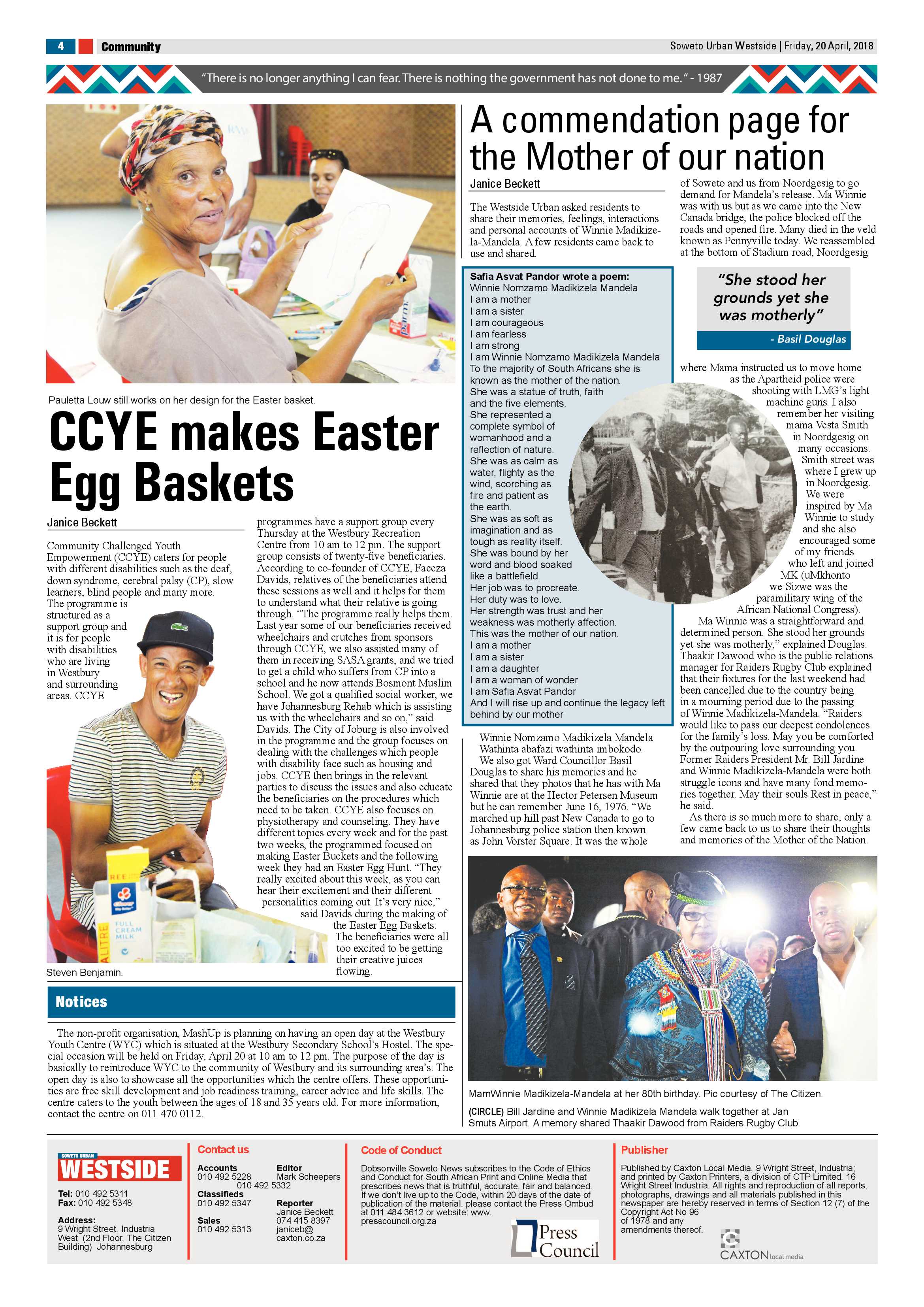 Westside – April 20, 2018 issue page 4