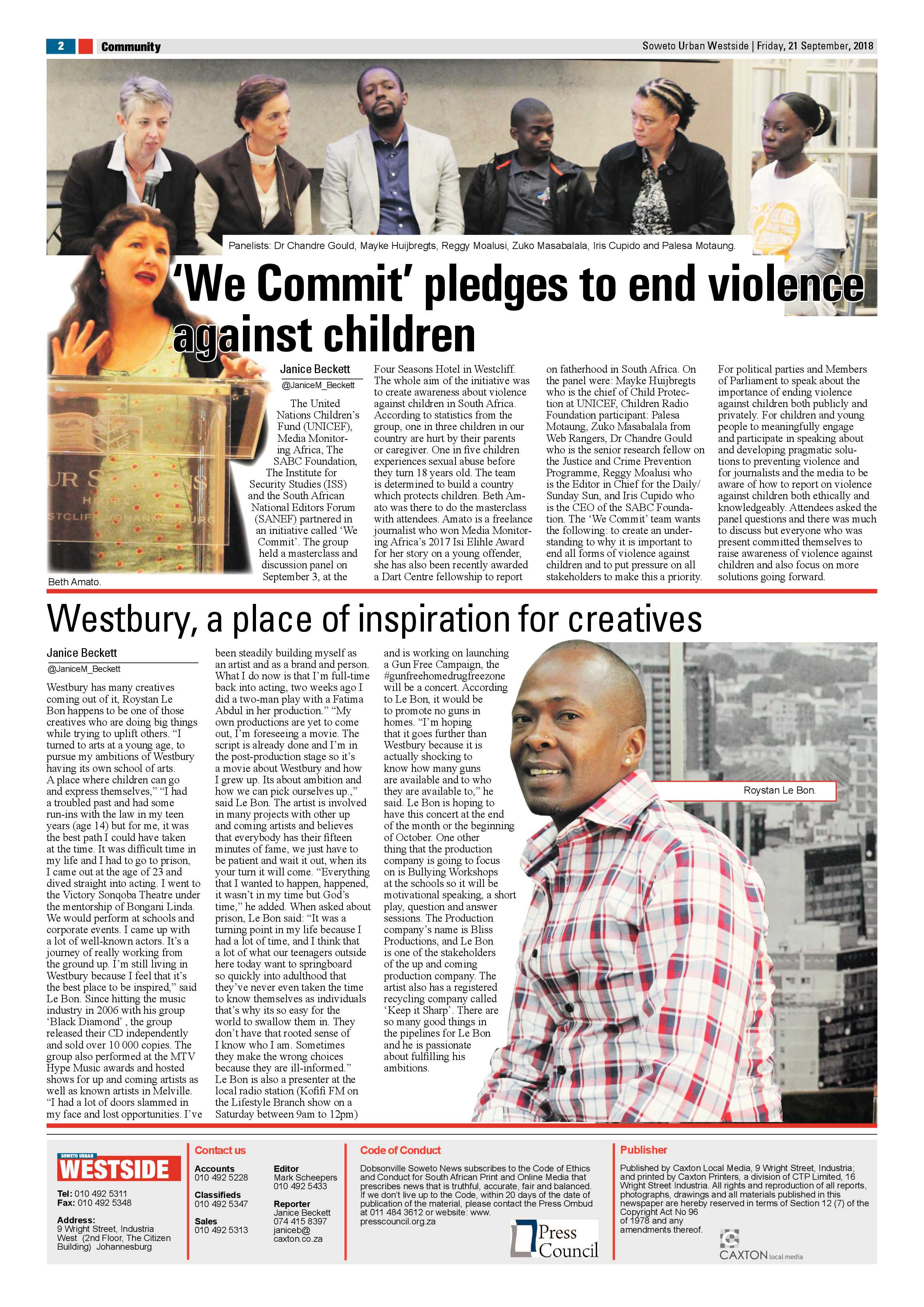 Westside – September 21, 2018 issue page 2