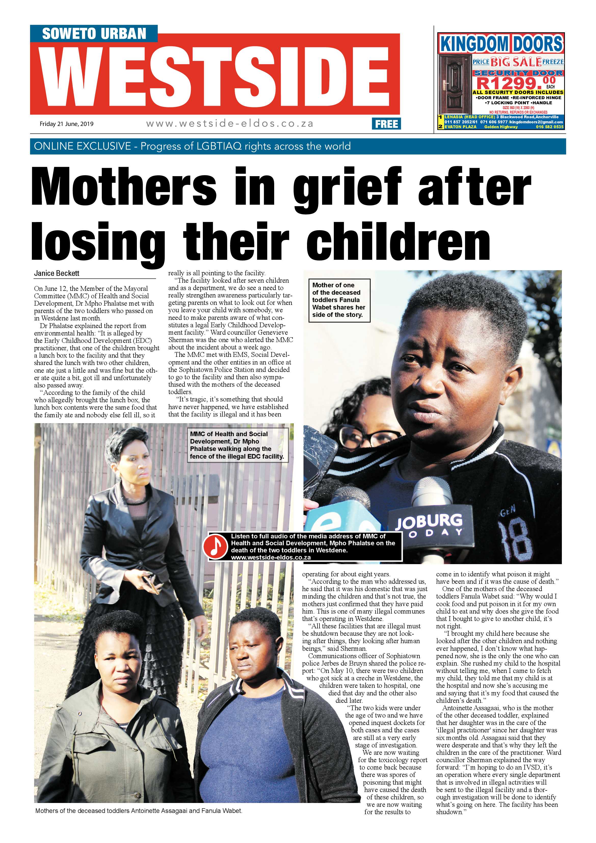 Westside News – June 21, 2019 page 1