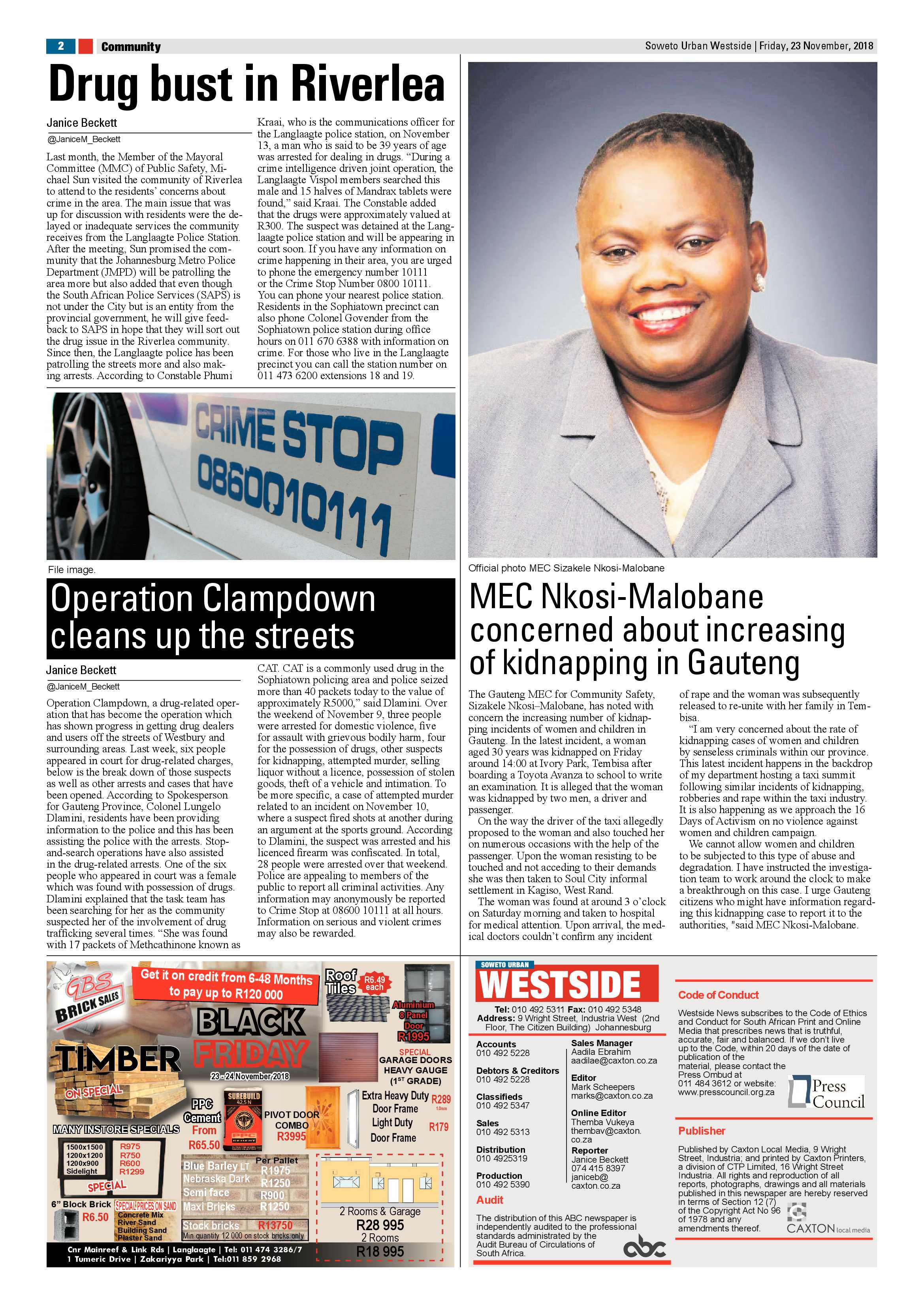 Westside – November 23, 2018 issue page 2