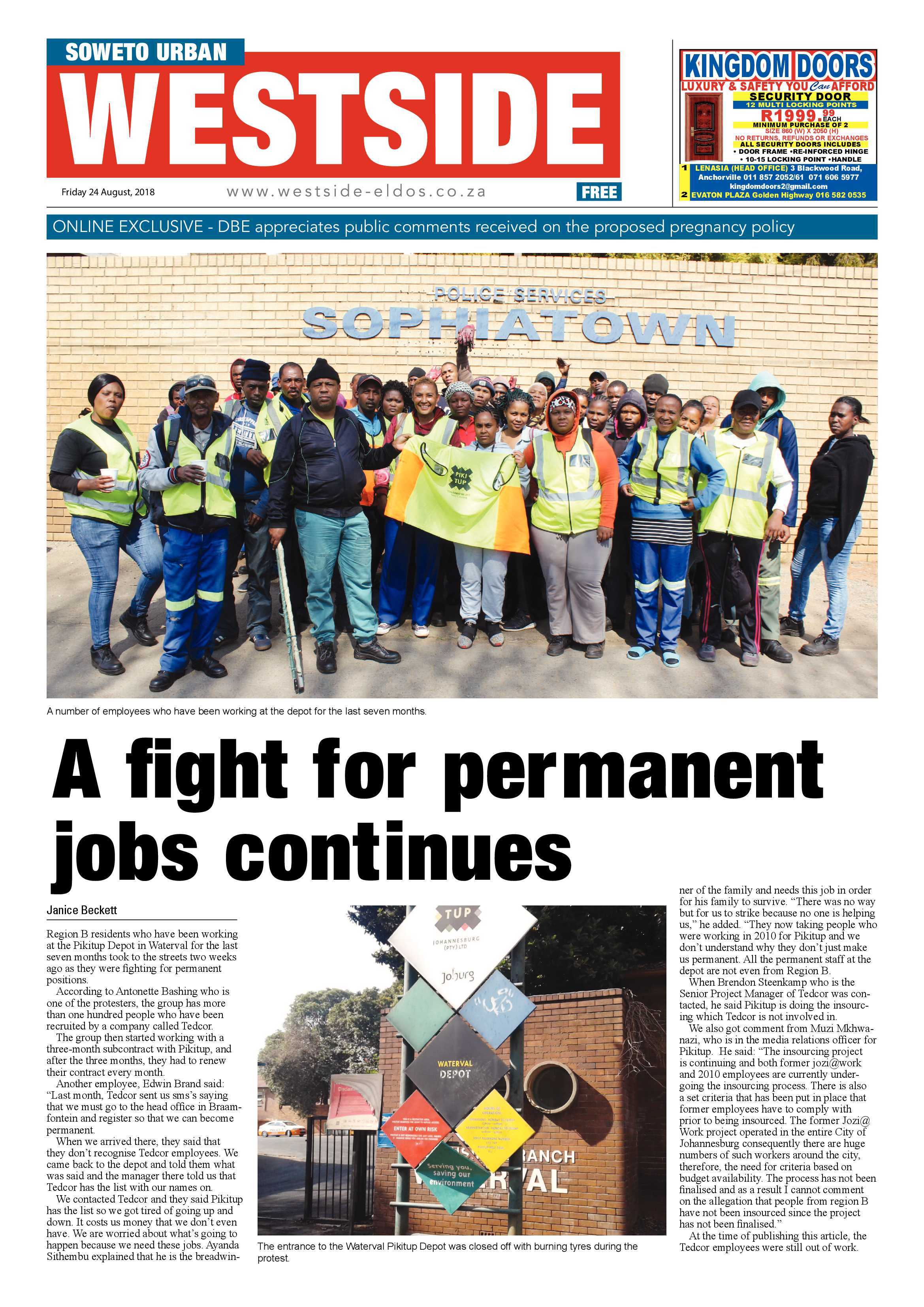 Westside – August 24, 2018 issue page 1