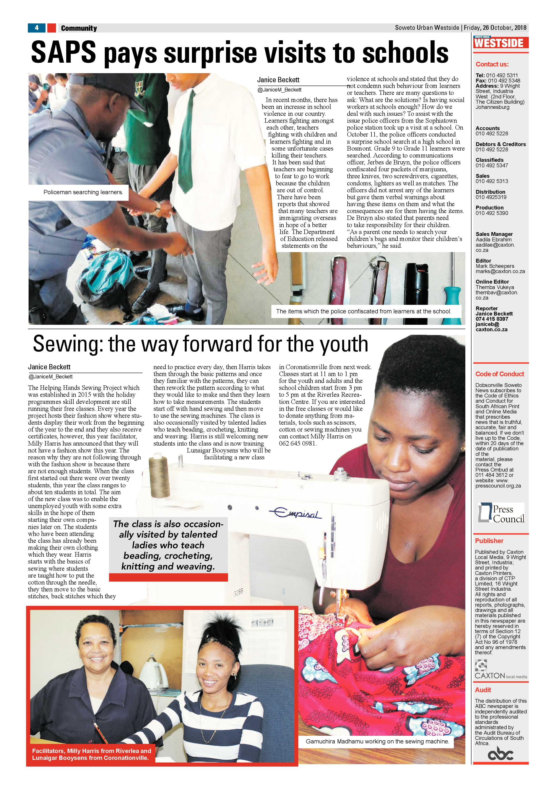 Westside – October 26, 2018 issue page 4