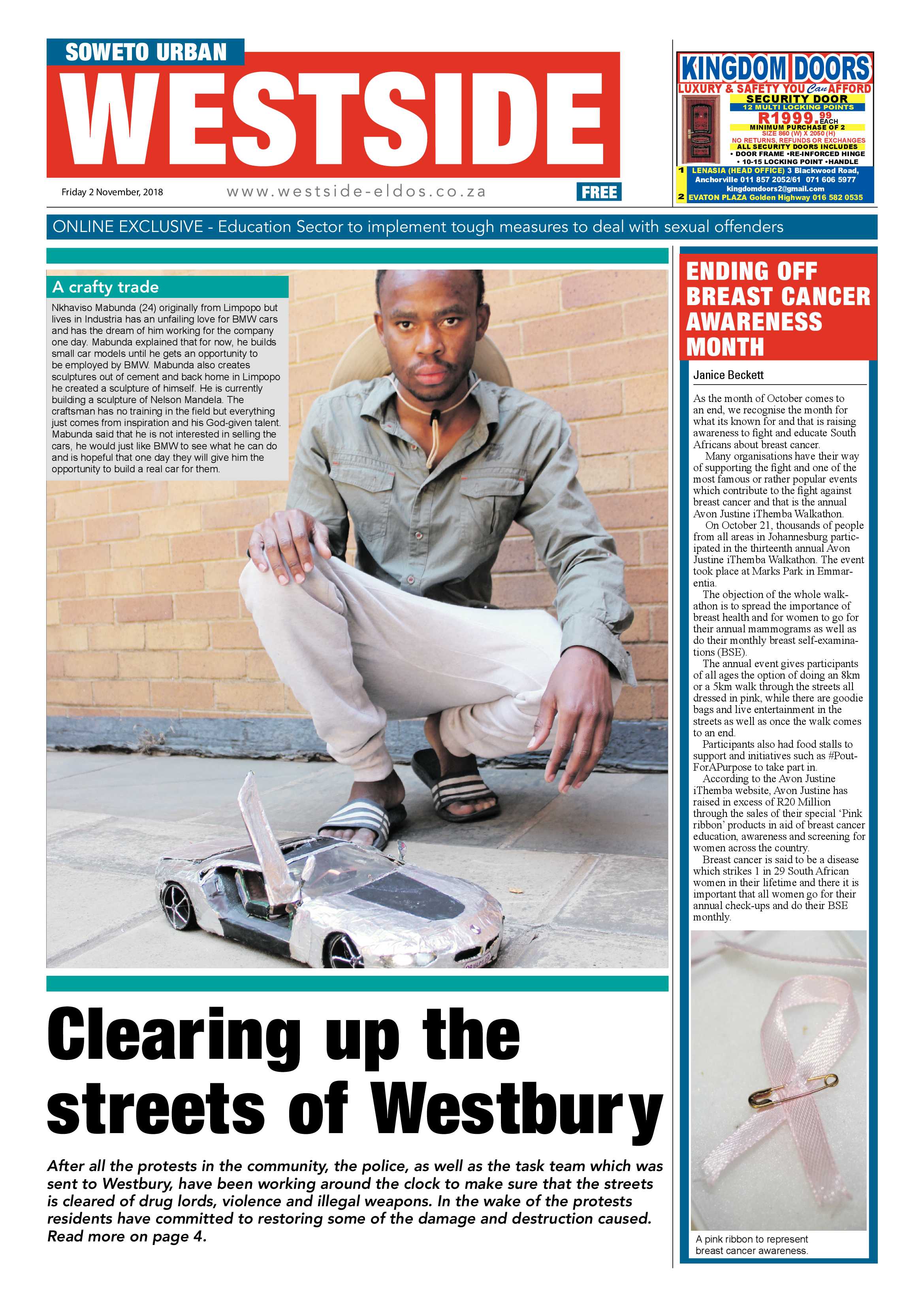 Westside – November 2, 2018 issue page 1