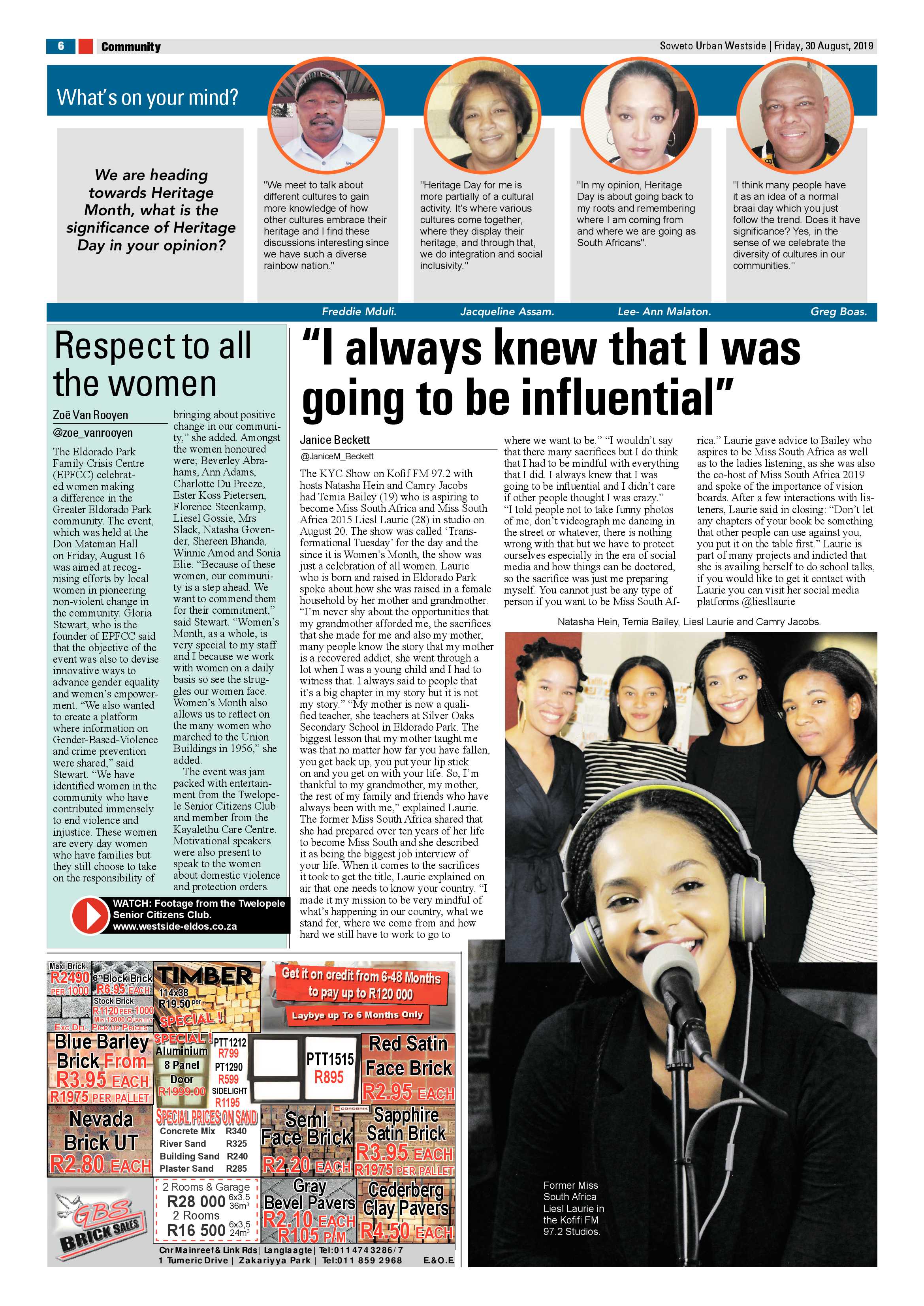 Westside News – August 30, 2019 page 6