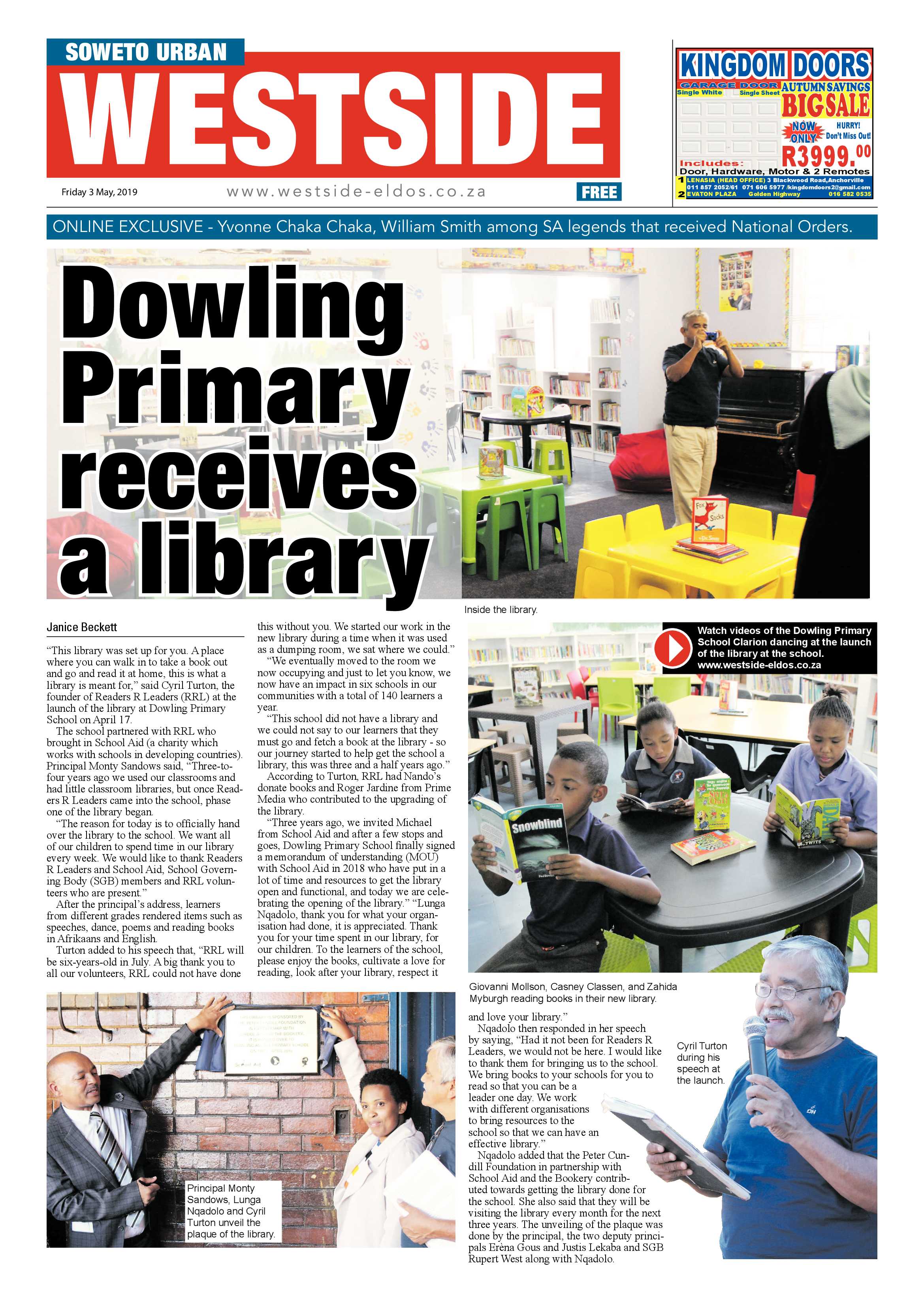Westside News – May 03, 2019 page 1