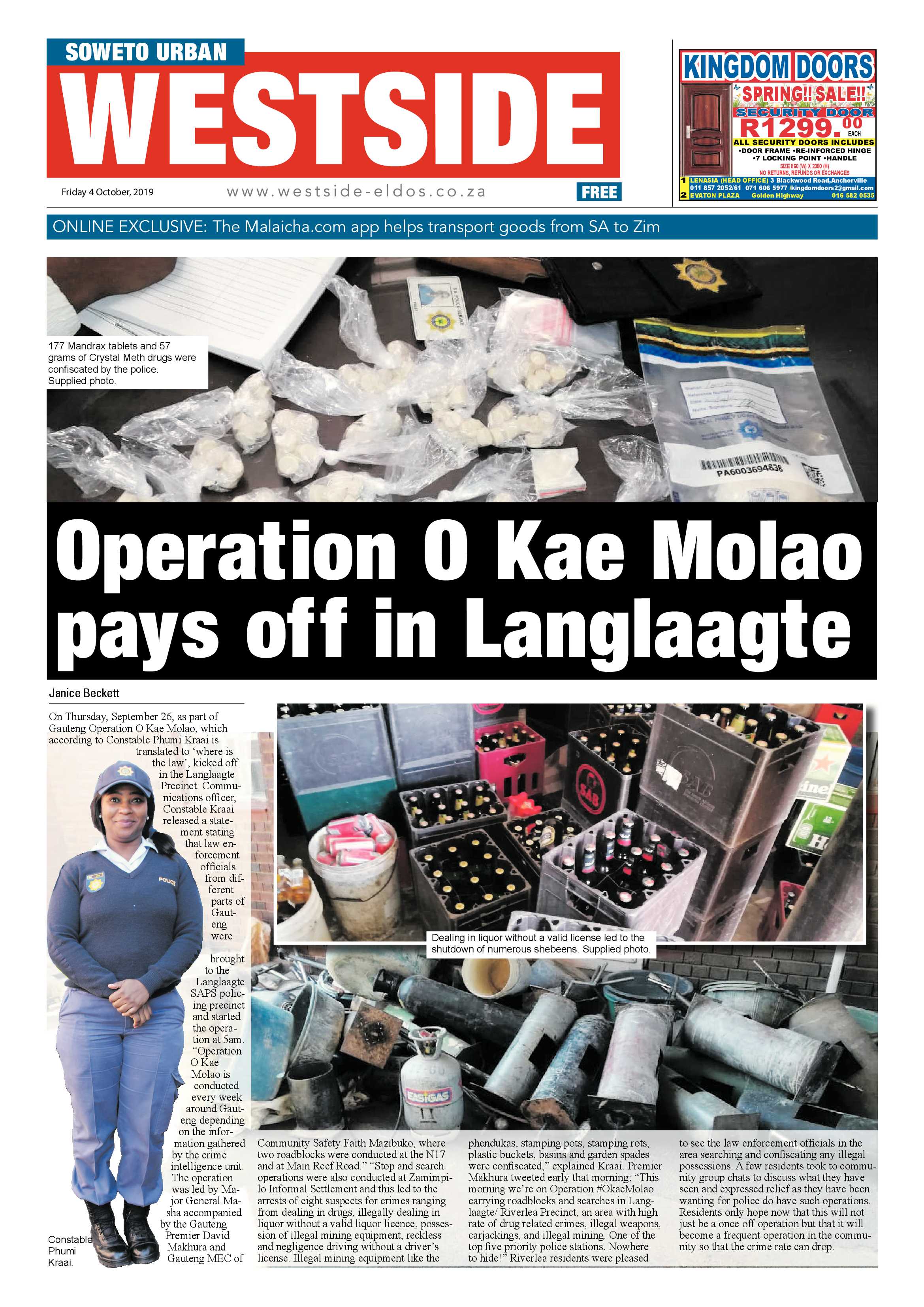 Westside News – October 4, 2019 page 1