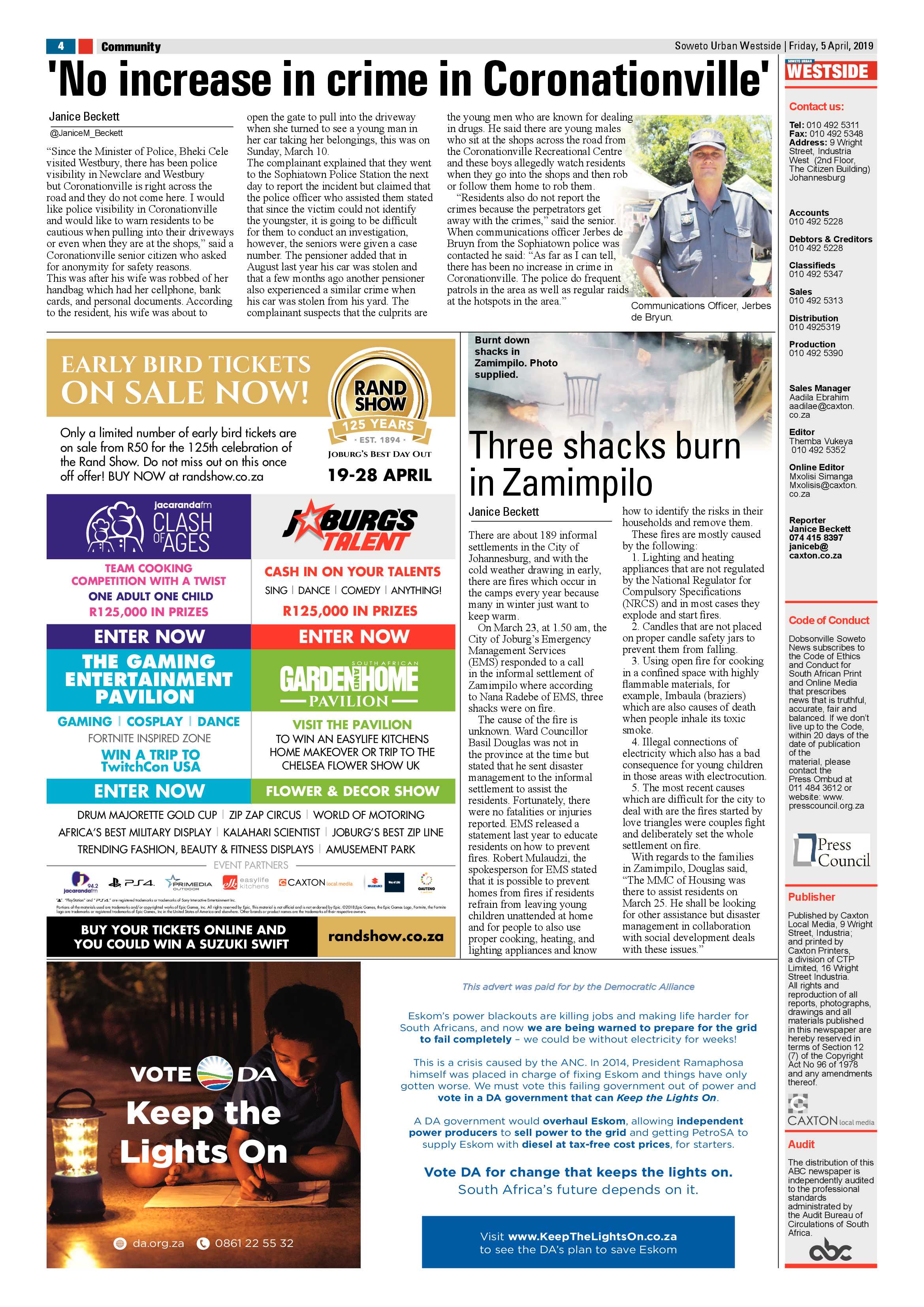 Westside News – April 5 , 2019 page 4