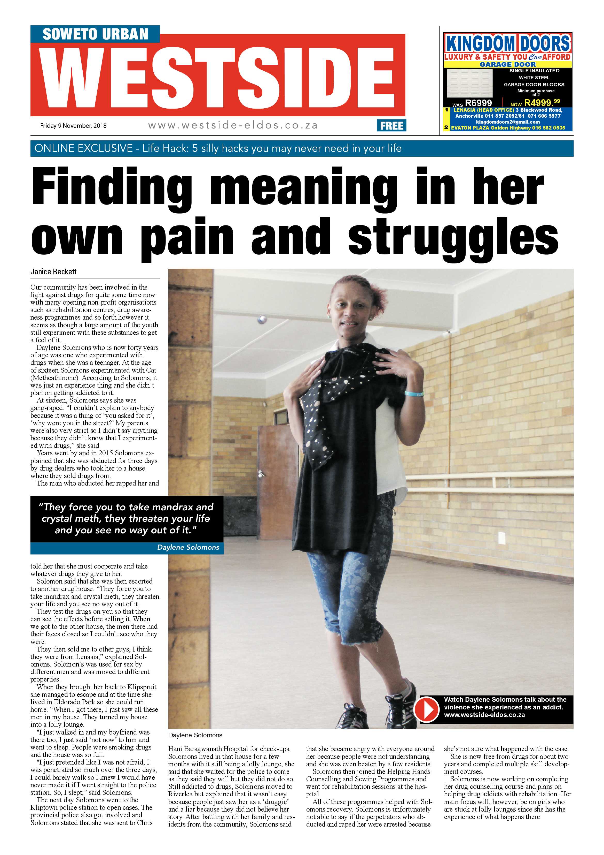 Westside – November 9, 2018 issue page 1