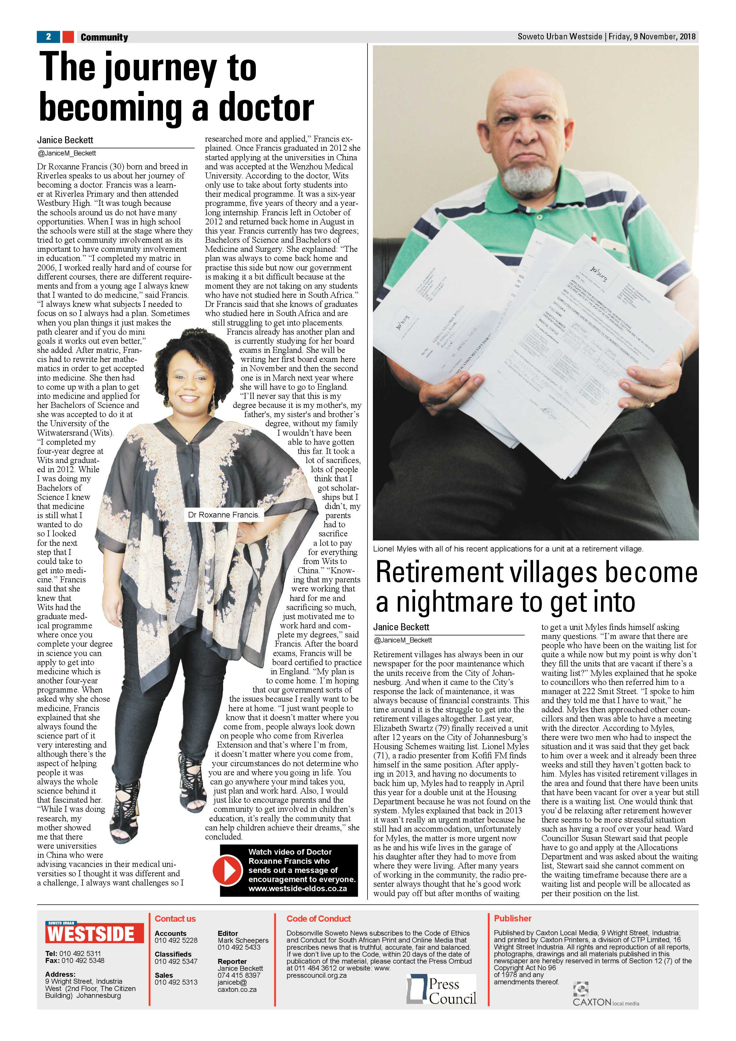 Westside – November 9, 2018 issue page 2
