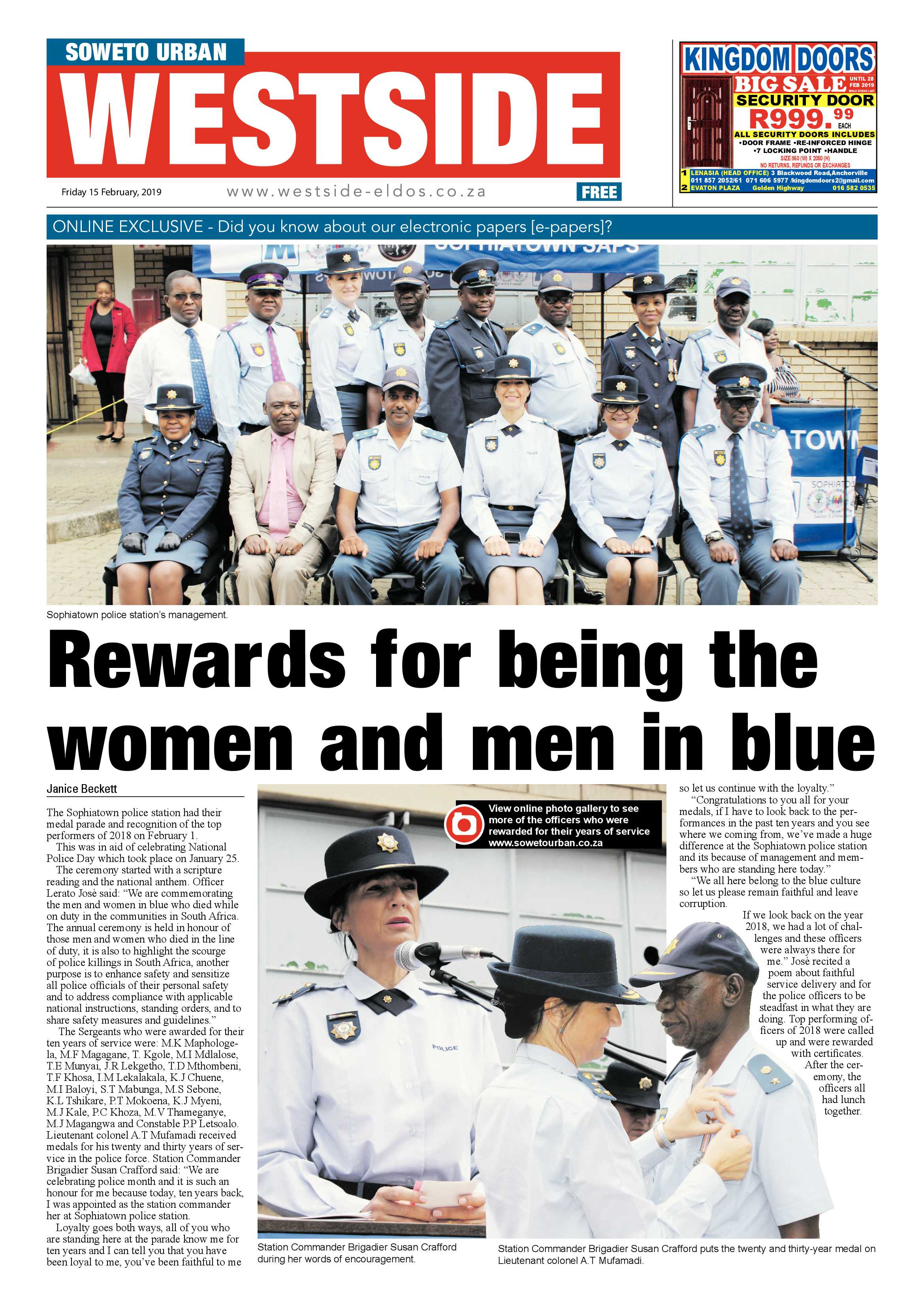 Westside News – February 15, 2019 page 1