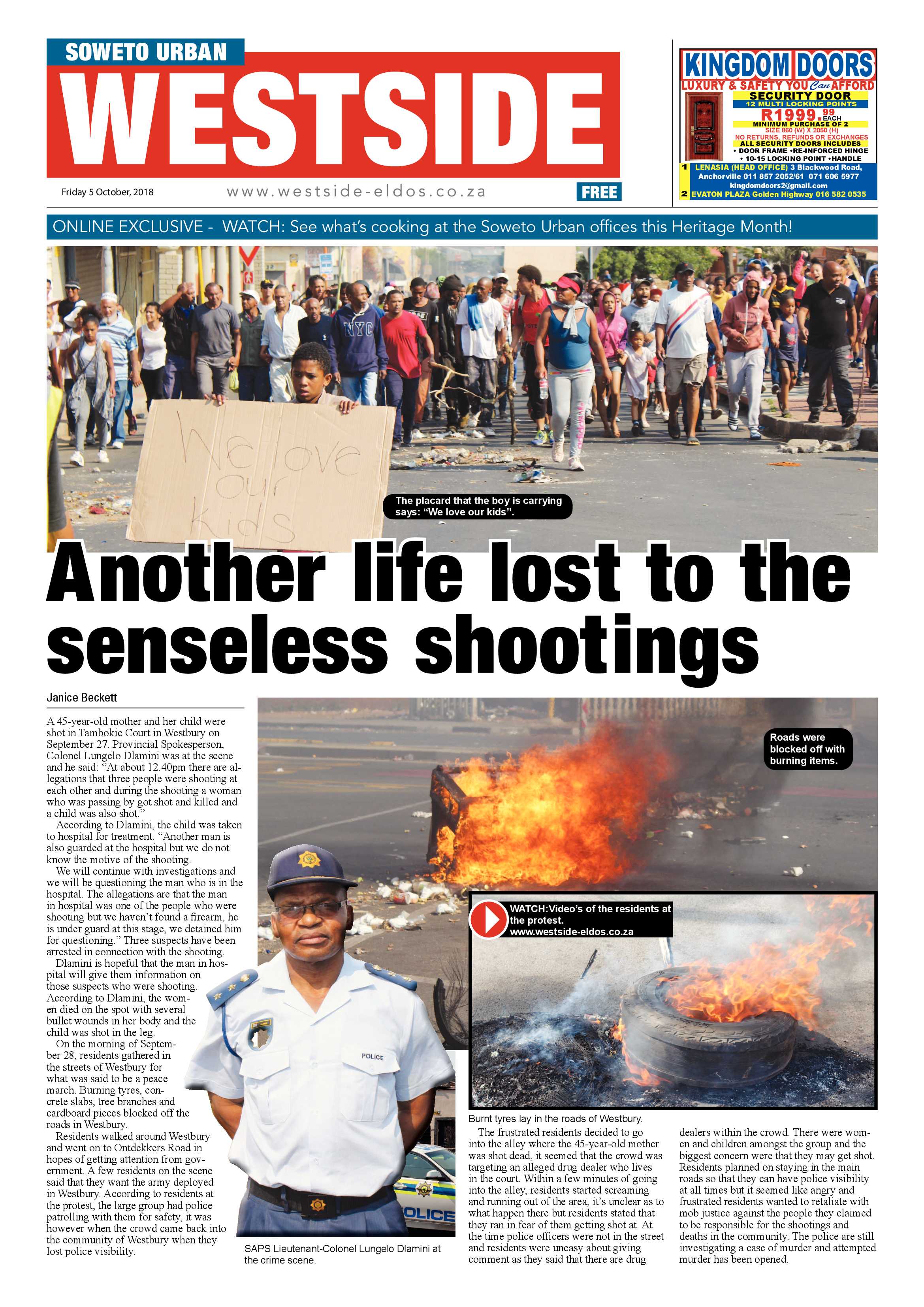 Westside – October 5, 2018 issue page 1