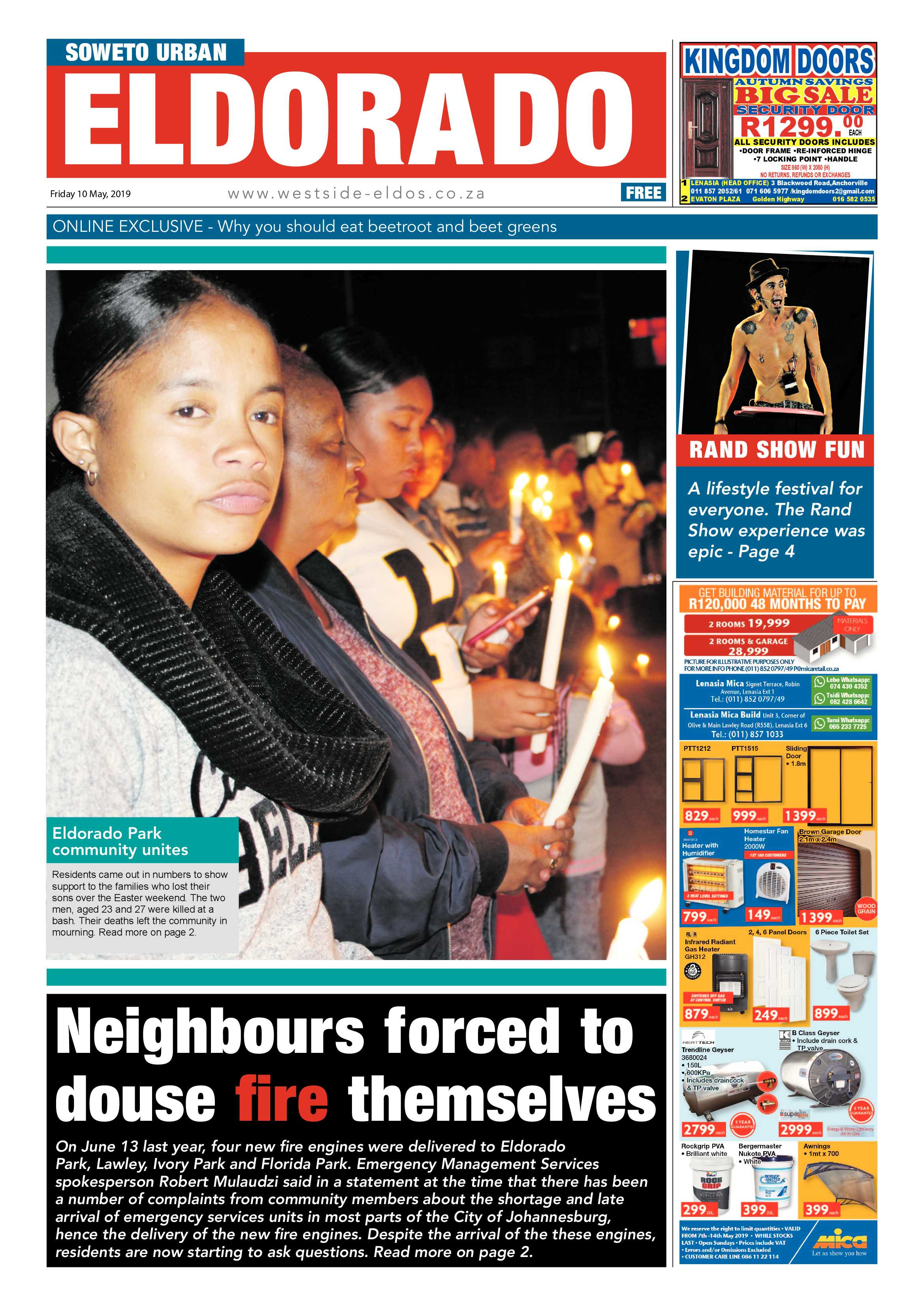 Eldorado Park News – May 10, 2019 page 1