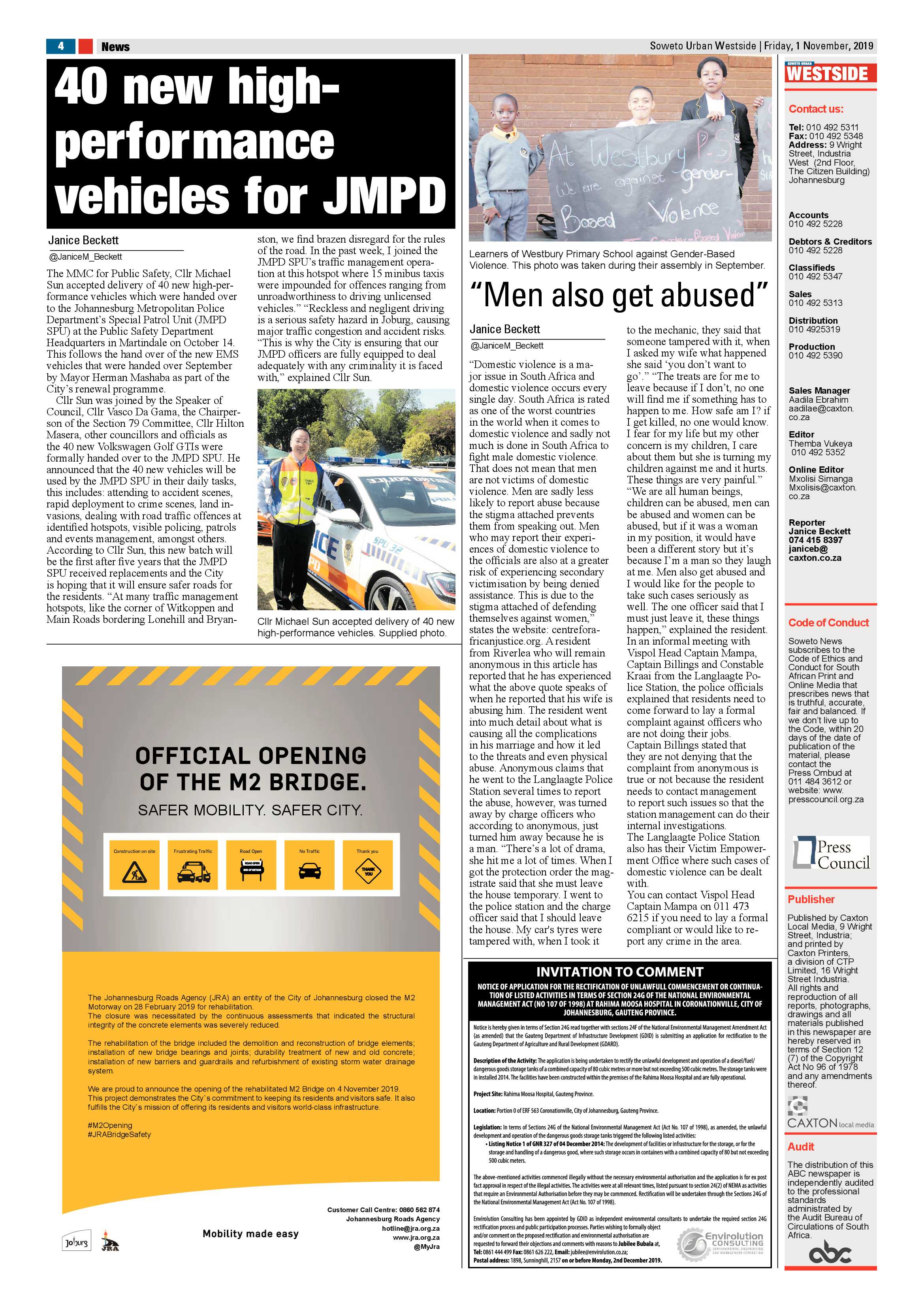 Westside News – November 01, 2019 page 4