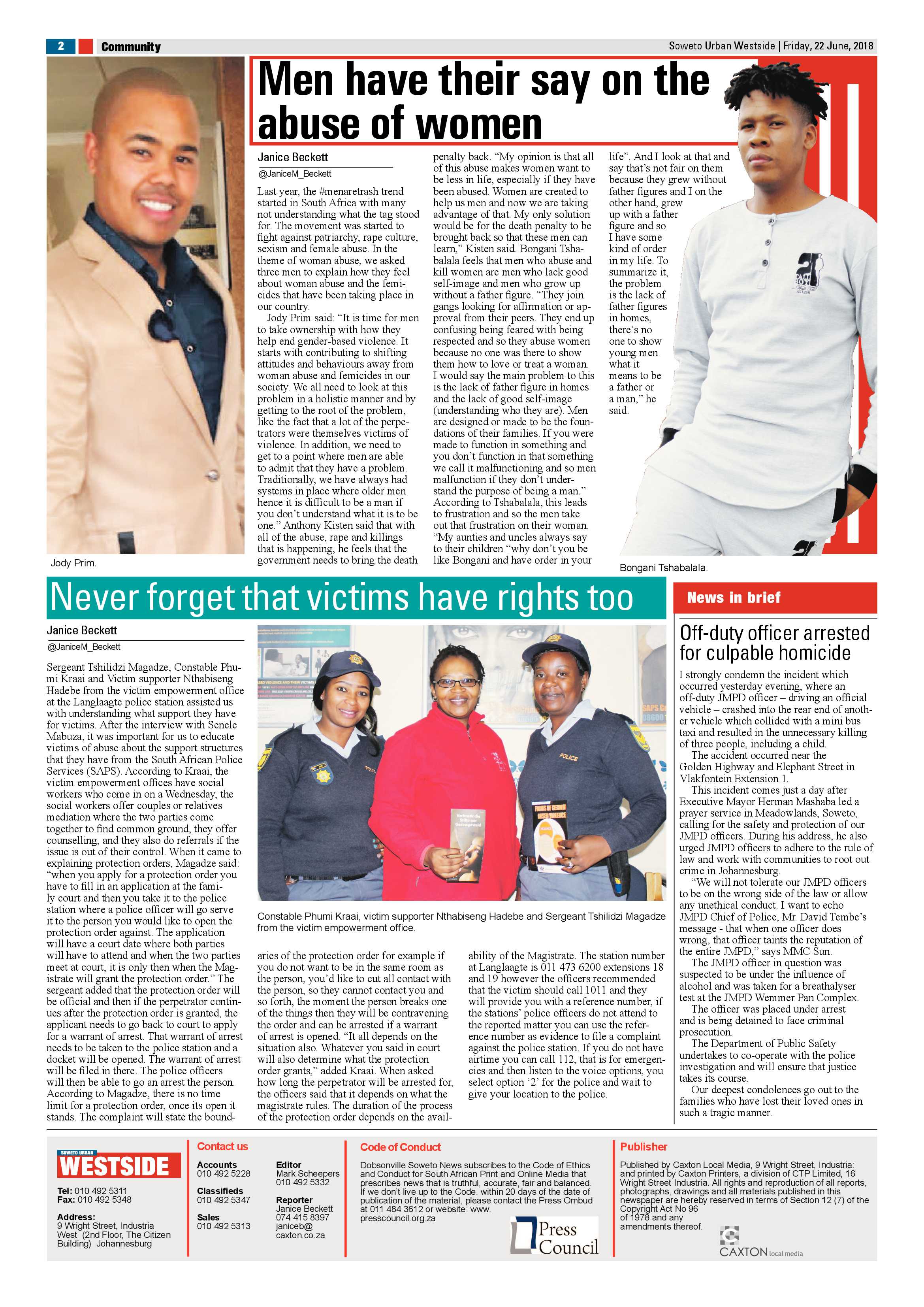 Westside – June 22, 2018 issue page 2