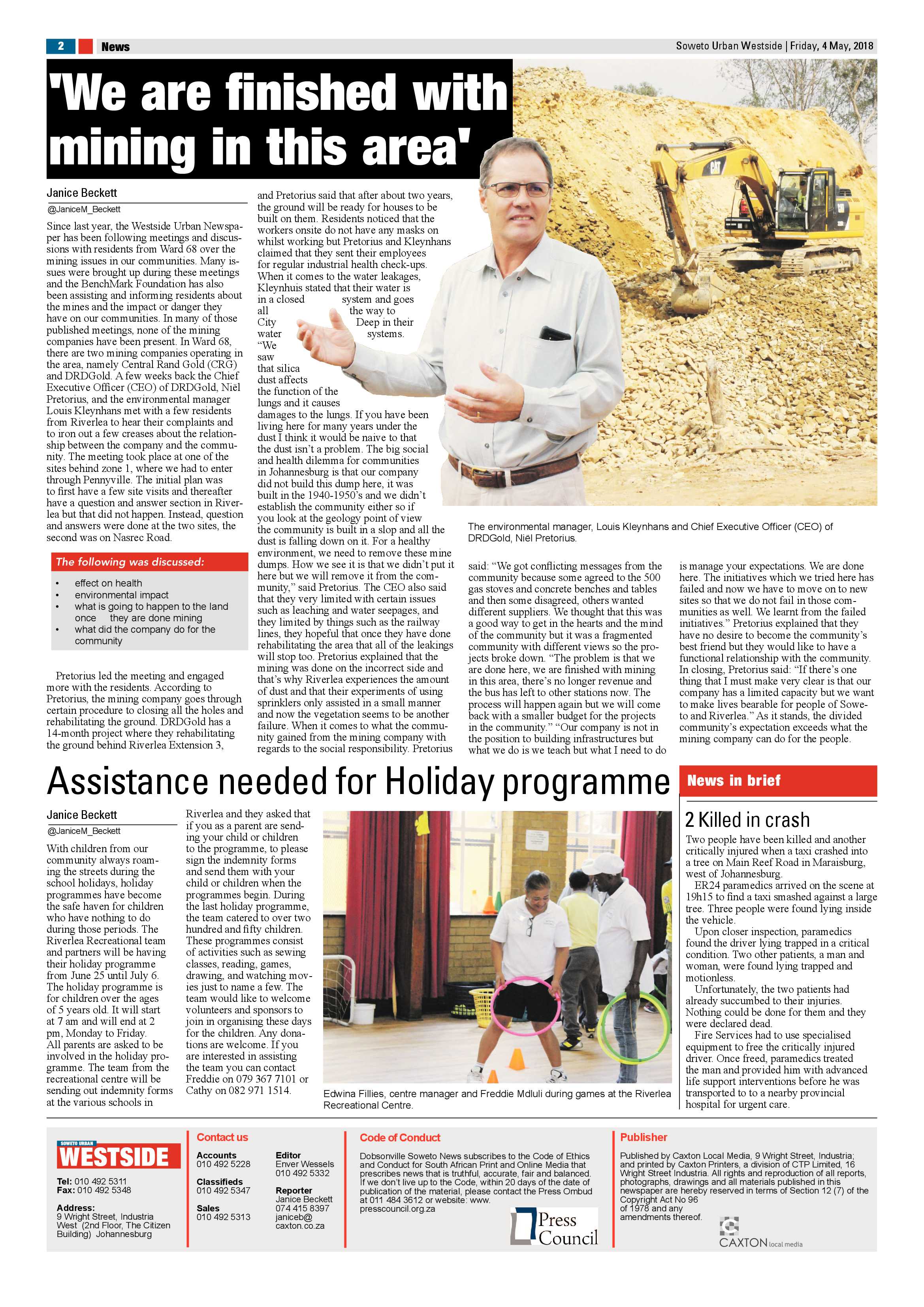 Westside – May 4, 2018 issue page 2